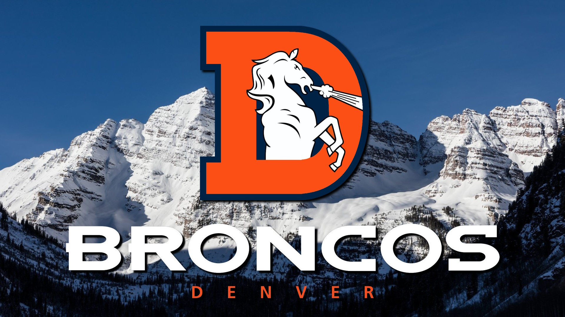 General 1920x1080 Denver Broncos NFL logo Alternate Logo Snowcapped Maroon Bells Colorado Rocky Mountains Denver American football Classic Logo digital art