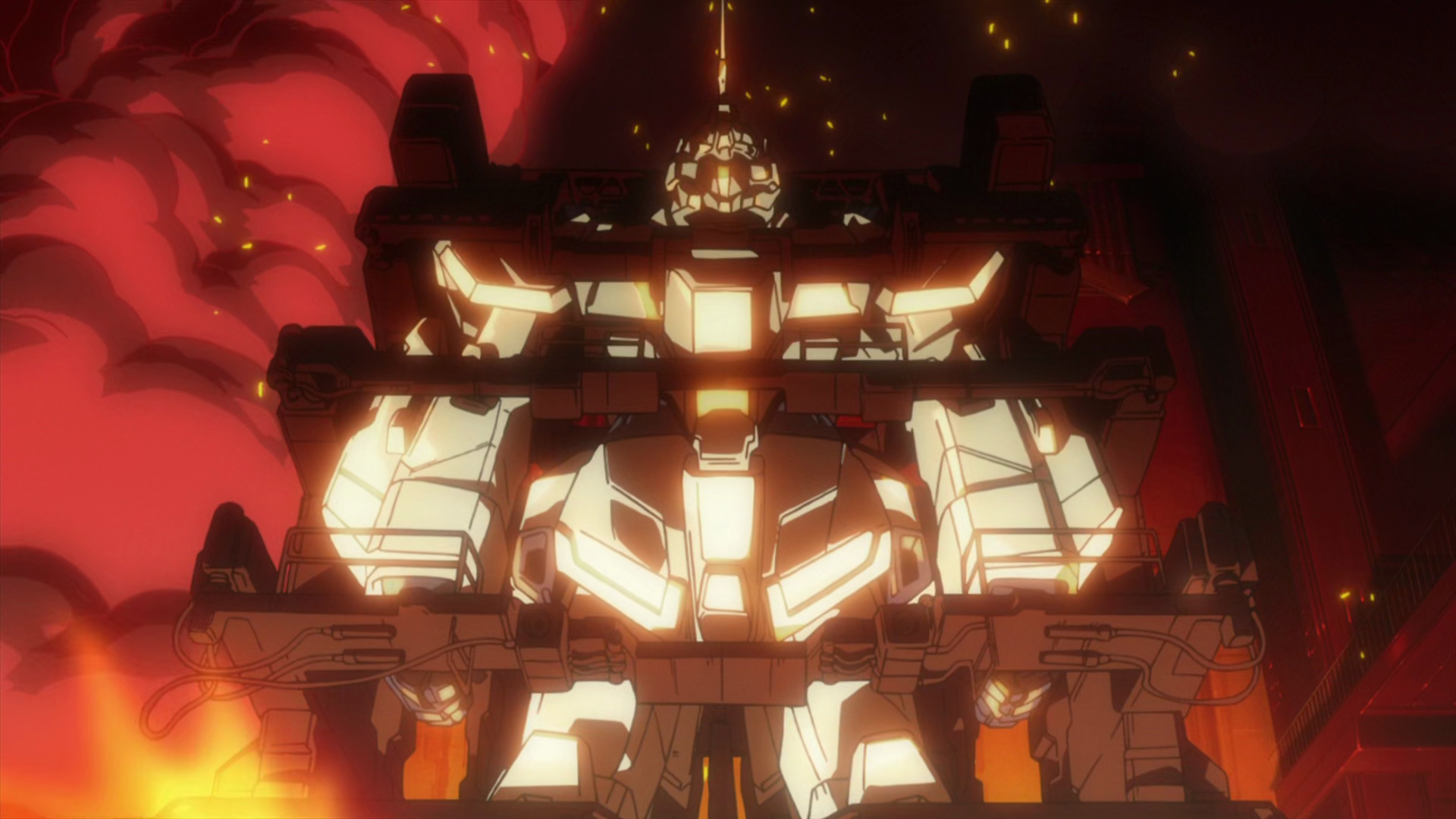 Anime 1920x1080 Gundam Mobile Suit Gundam Unicorn space Anime screenshot anime mechs smoke