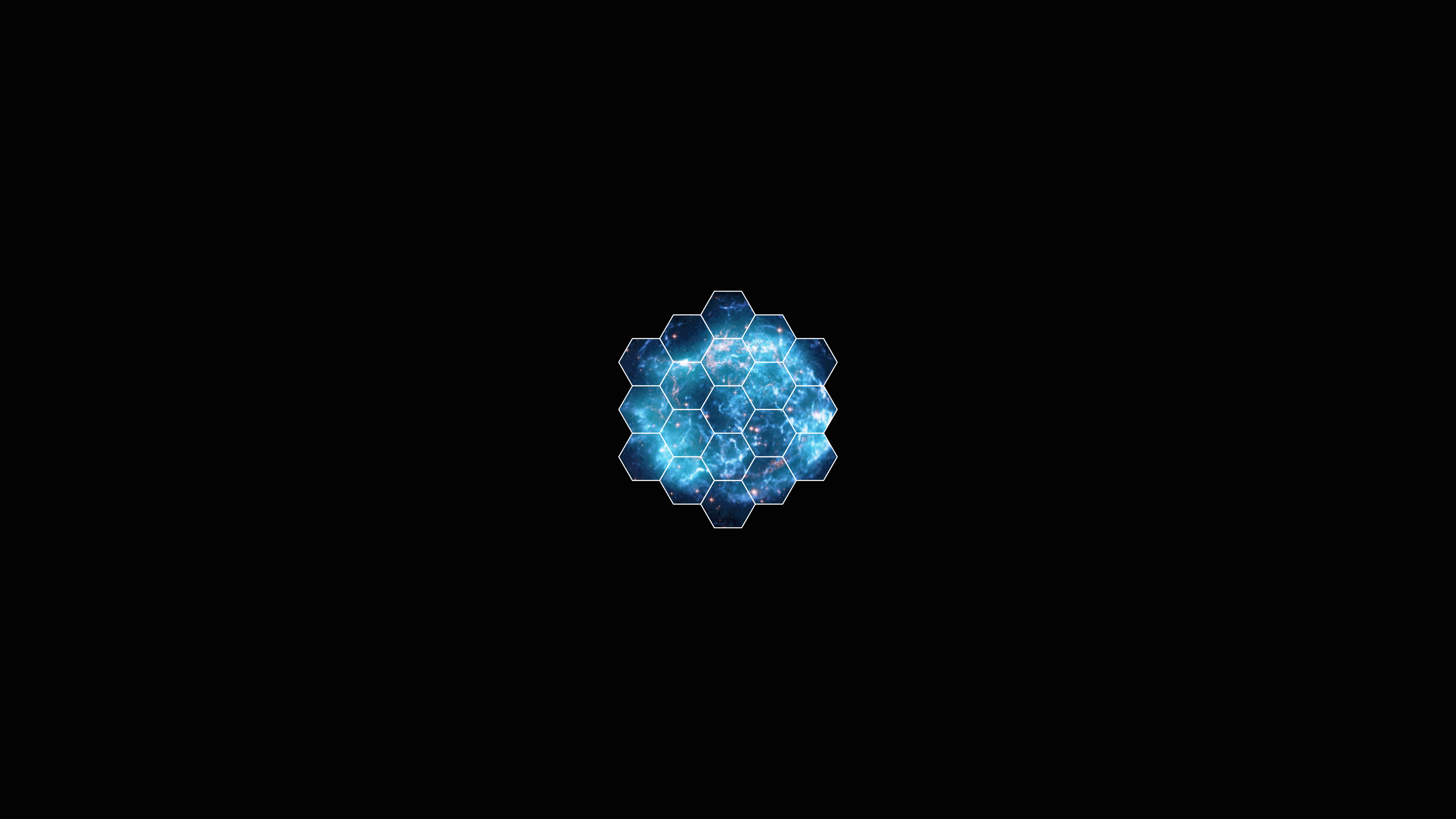 General 3840x2160 digital art minimalism black background nebula hexagon space