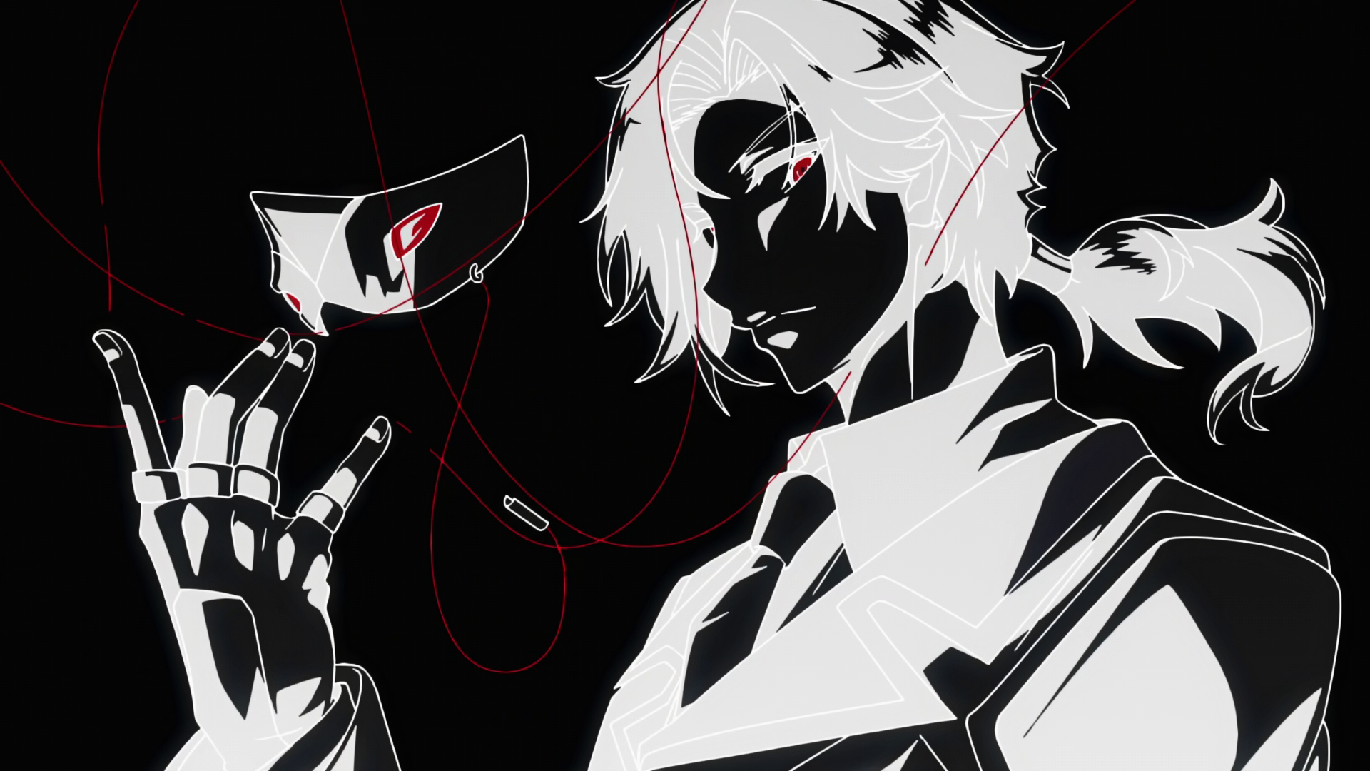 Anime 1920x1080 The Eminence in Shadow anime anime screenshot Cid Kagenou line art mask