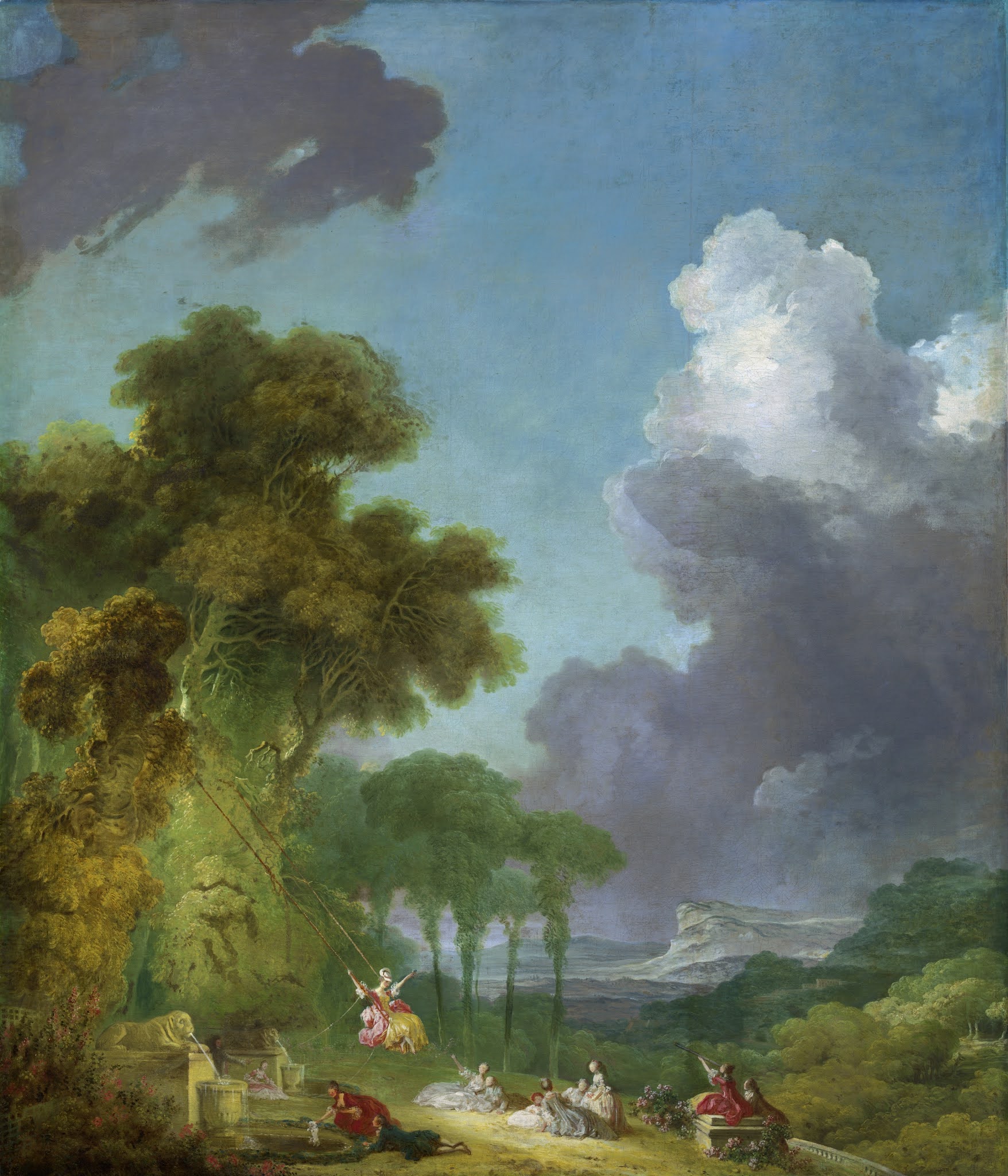 Jean-Honoré Fragonard, classic art, painting, landscape, swings, trees ...