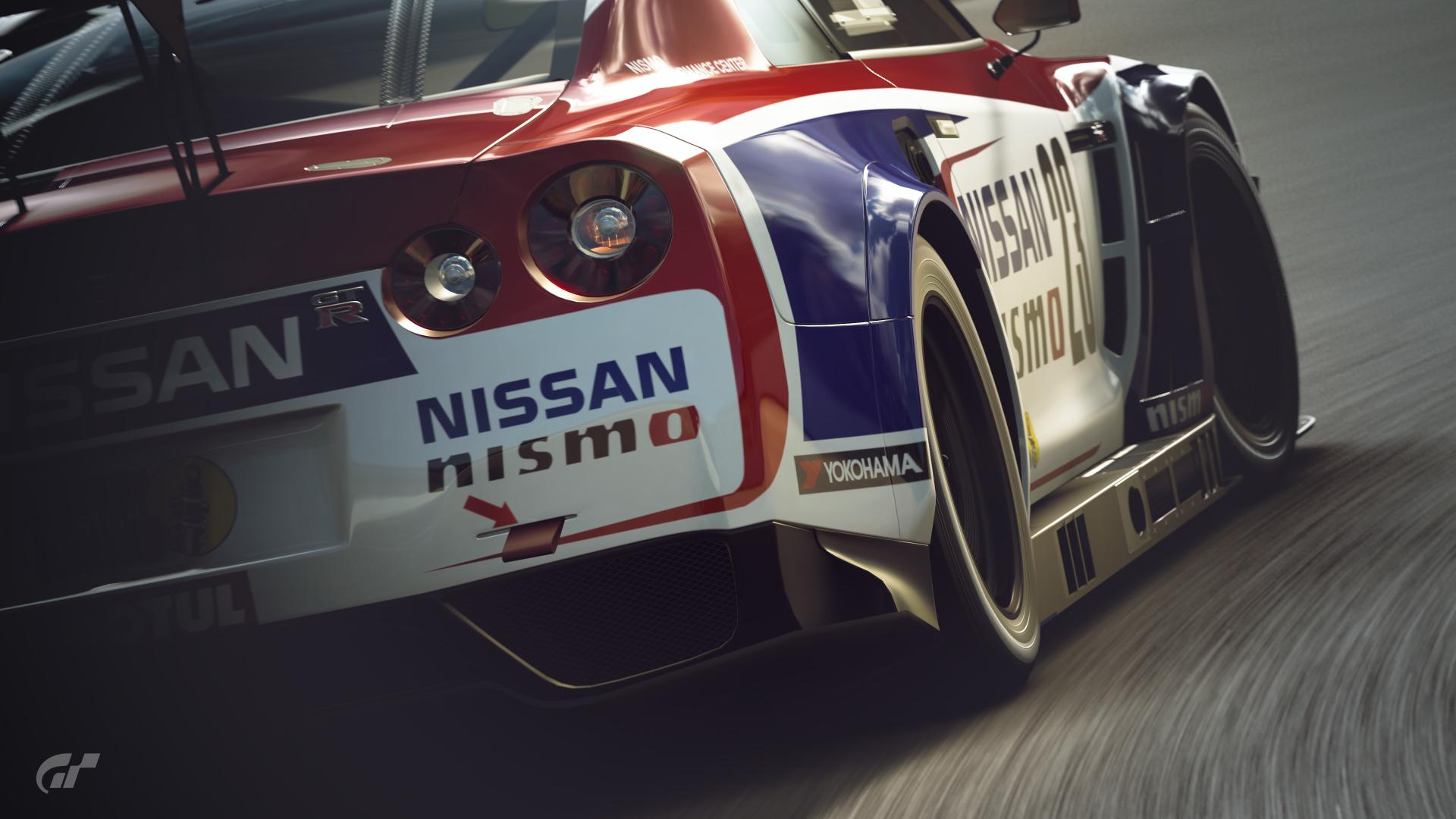 General 1920x1080 Gran Turismo Sport video games watermarked racing driving car livery PlayStation vehicle race cars Nissan Nissan GT-R NISMO motion blur rear view gonpera GT GT3 racing Japanese cars video game art