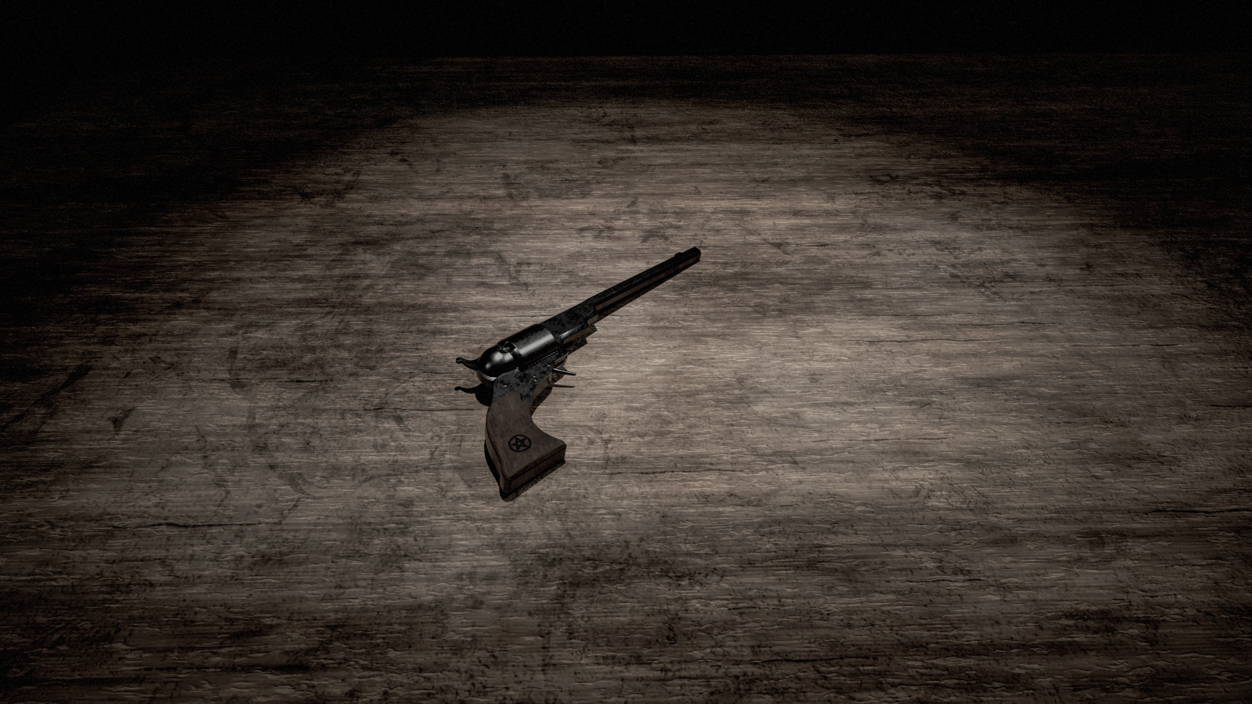 General 2560x1440 Supernatural revolver weapon digital art gun simple background wood texture wood minimalism