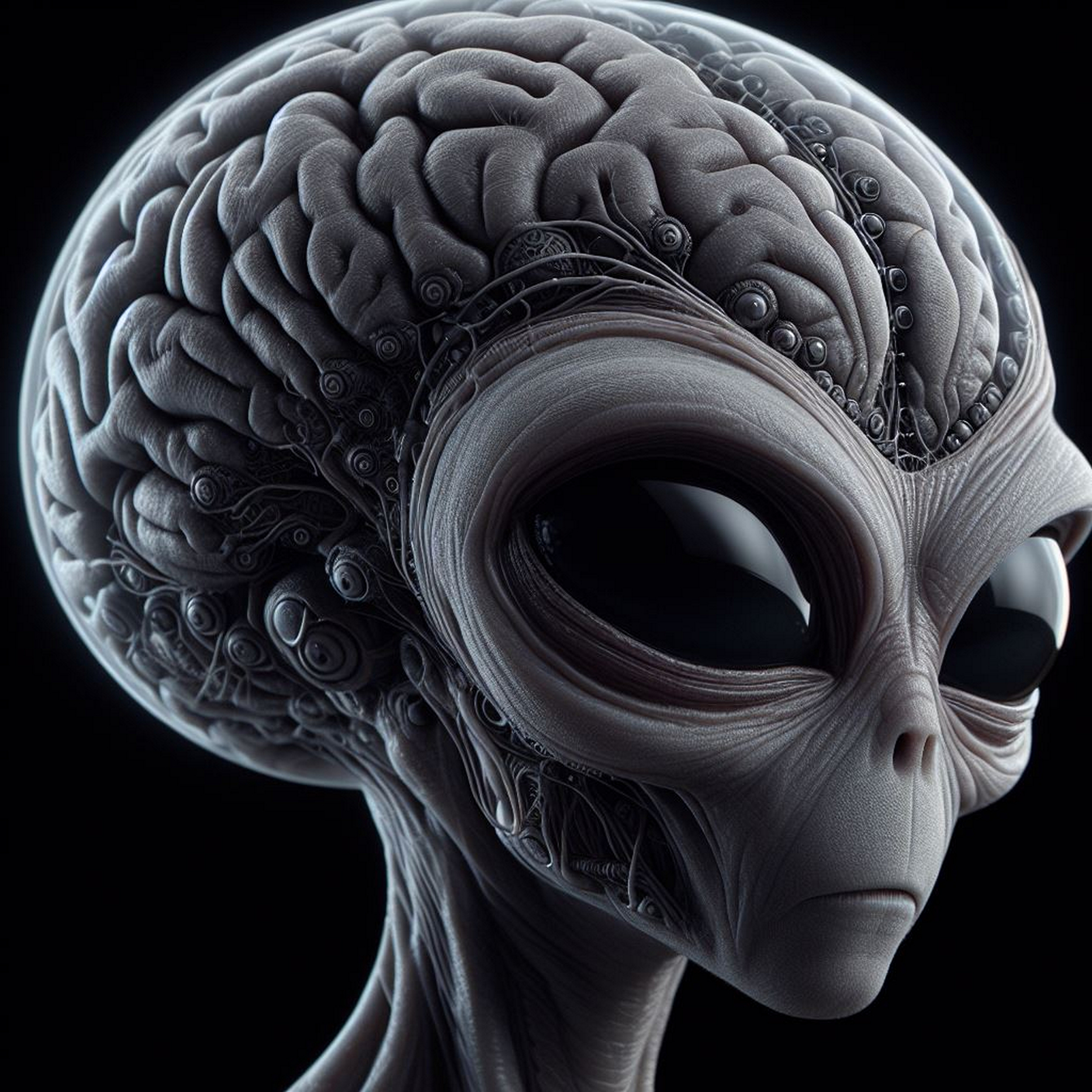 General 1800x1800 AI art black background aliens closeup