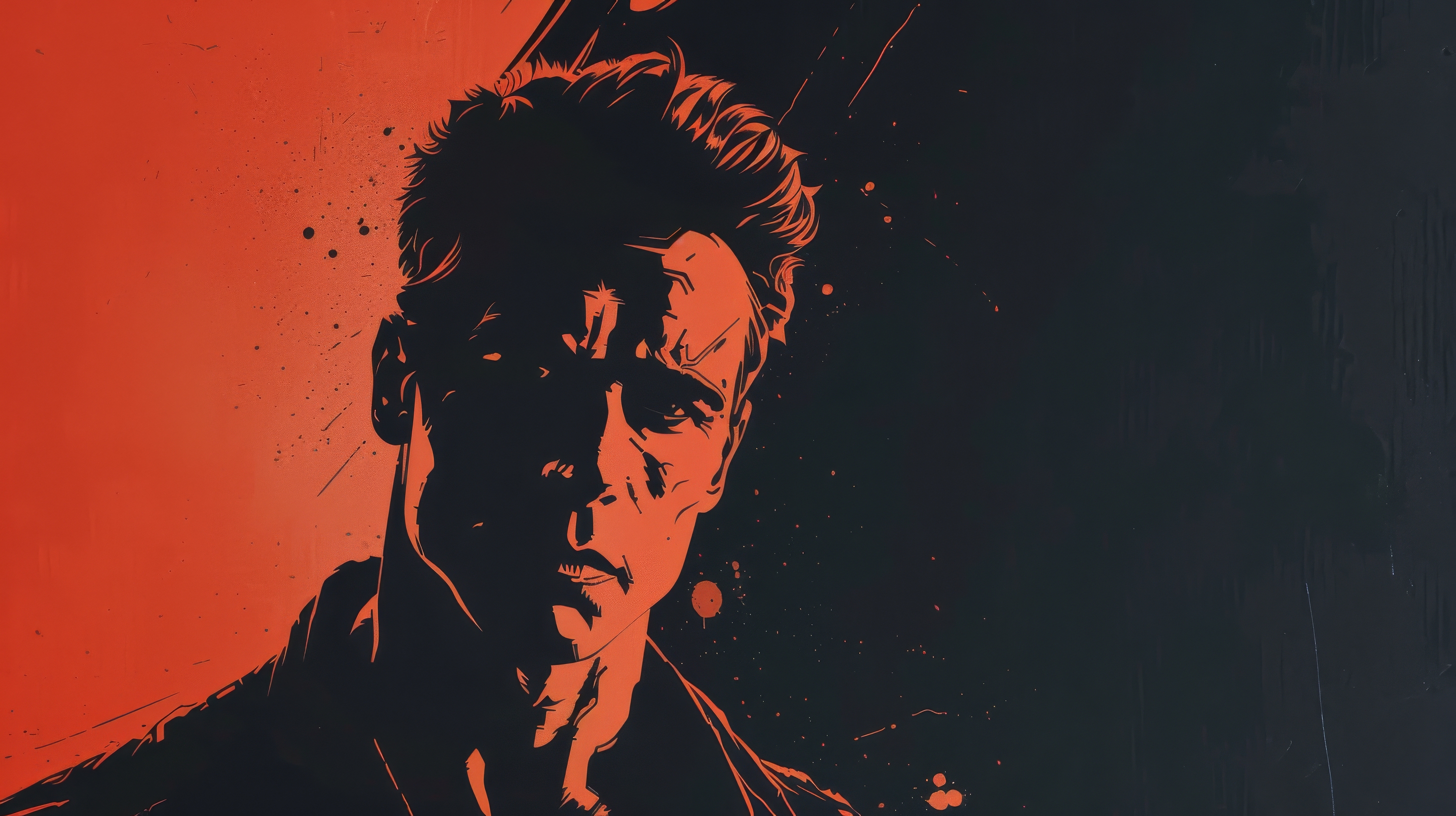 General 2912x1632 Arnold Schwarzenegger minimalism red illustration AI art simple background face two tone closed mouth looking at viewer men