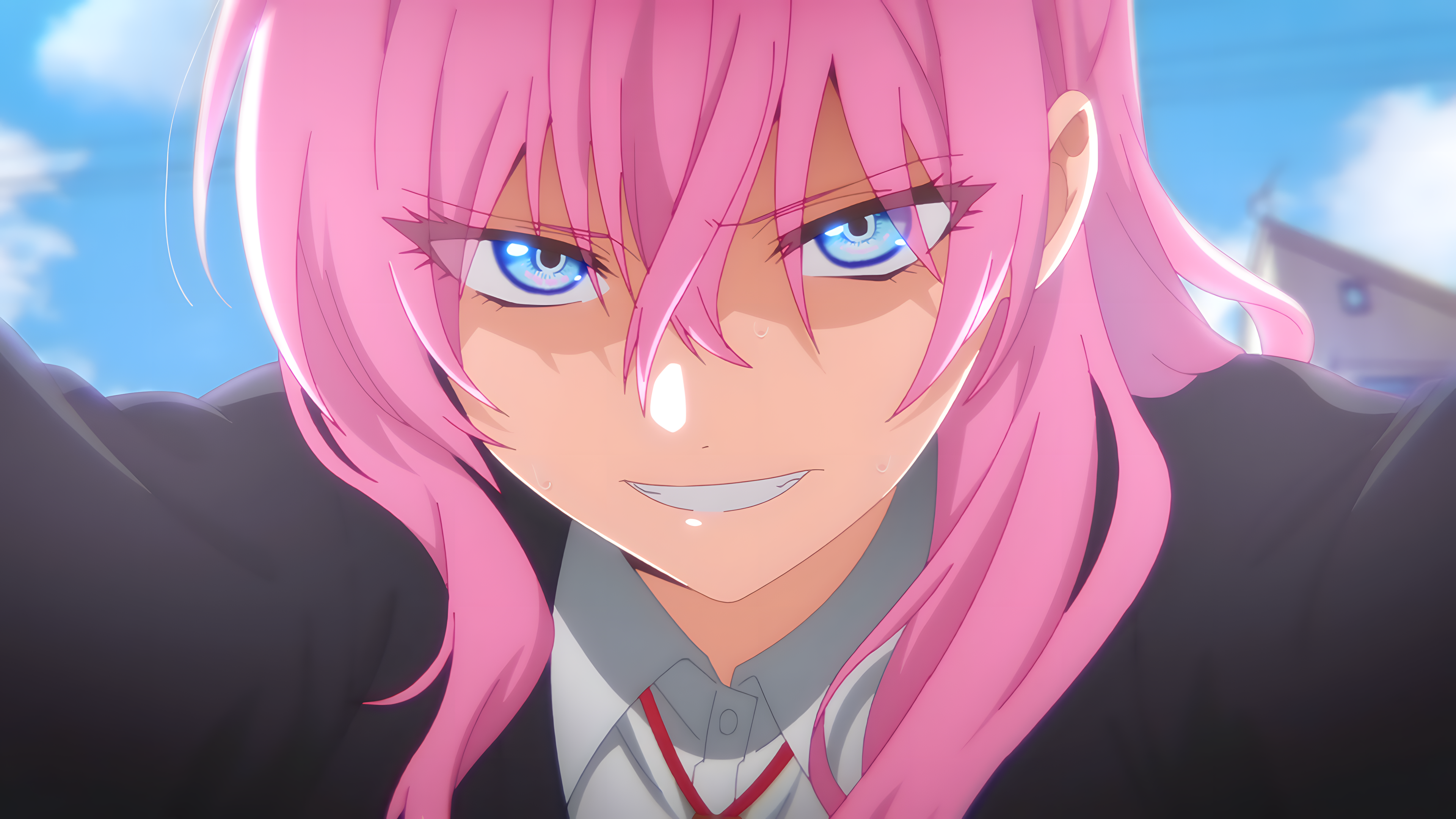 Anime 3840x2160 Kawaii dake ja Nai Shikimori-san upscaled Anime screenshot anime anime girls pink hair blue eyes