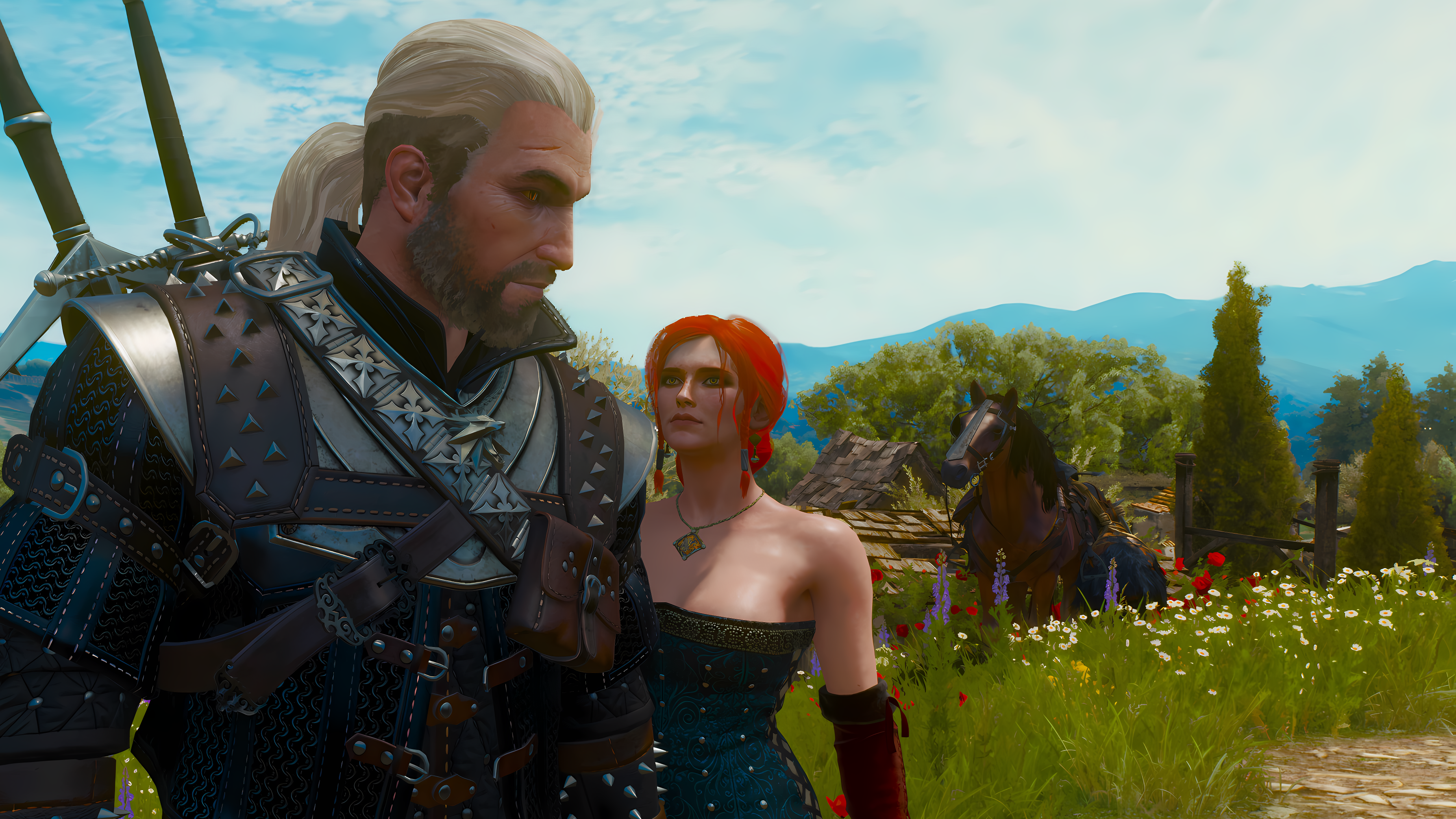 Anime 3581x2014 The Witcher 3: Wild Hunt Triss Merigold video games video game characters CGI flowers