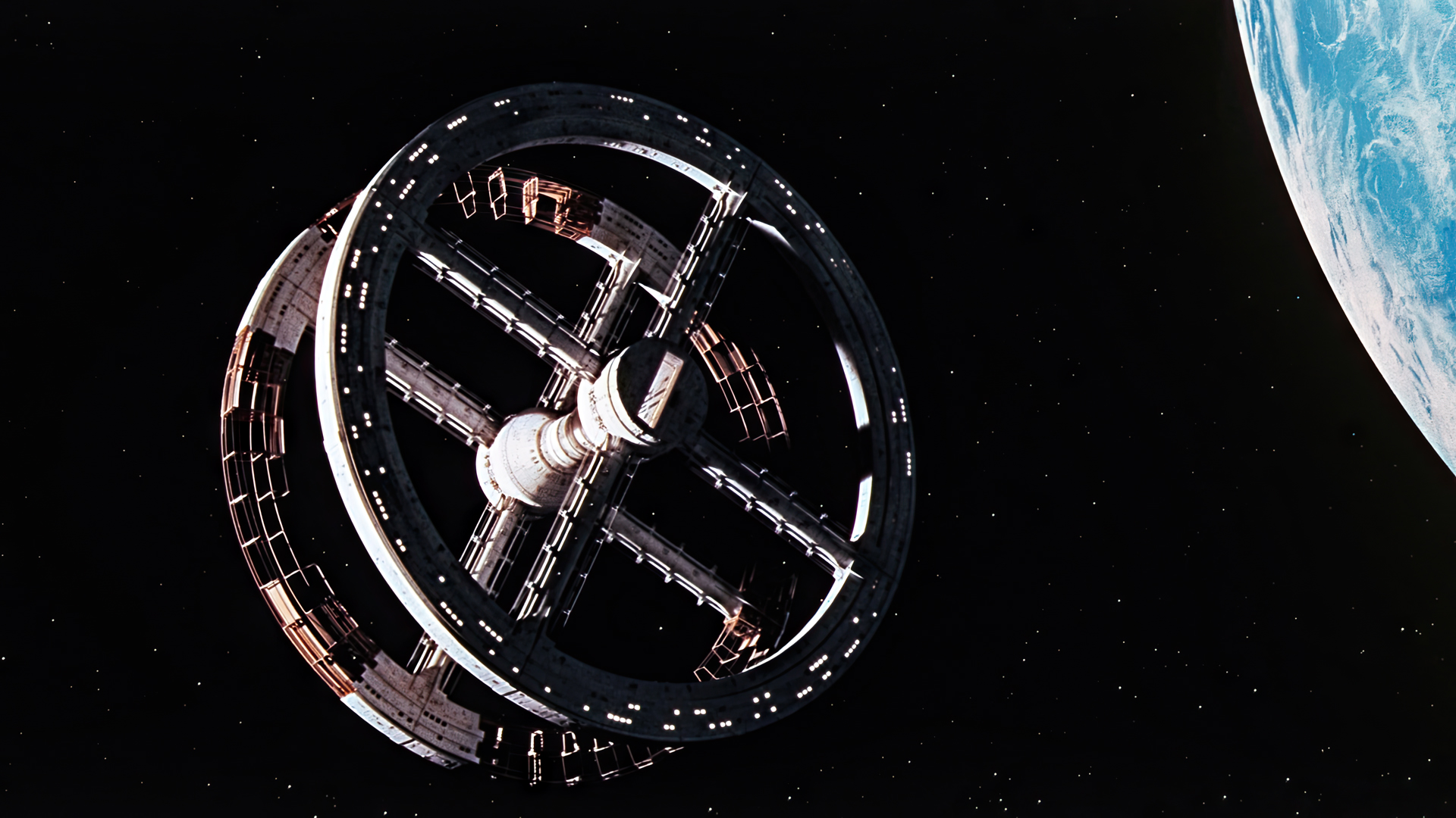 General 1920x1080 2001: A Space Odyssey Space Station V movies film stills spaceship planet stars space Stanley Kubrick