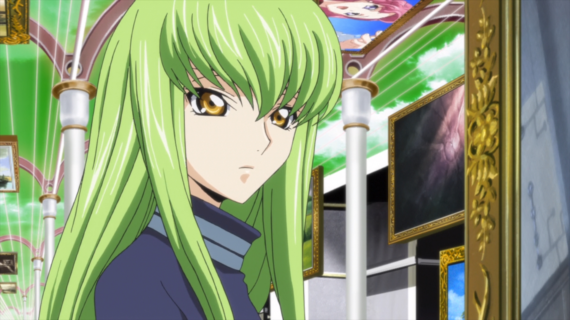 Anime 1920x1080 anime anime girls Code Geass C.C. (Code Geass) long hair green hair anime screenshot artwork digital art