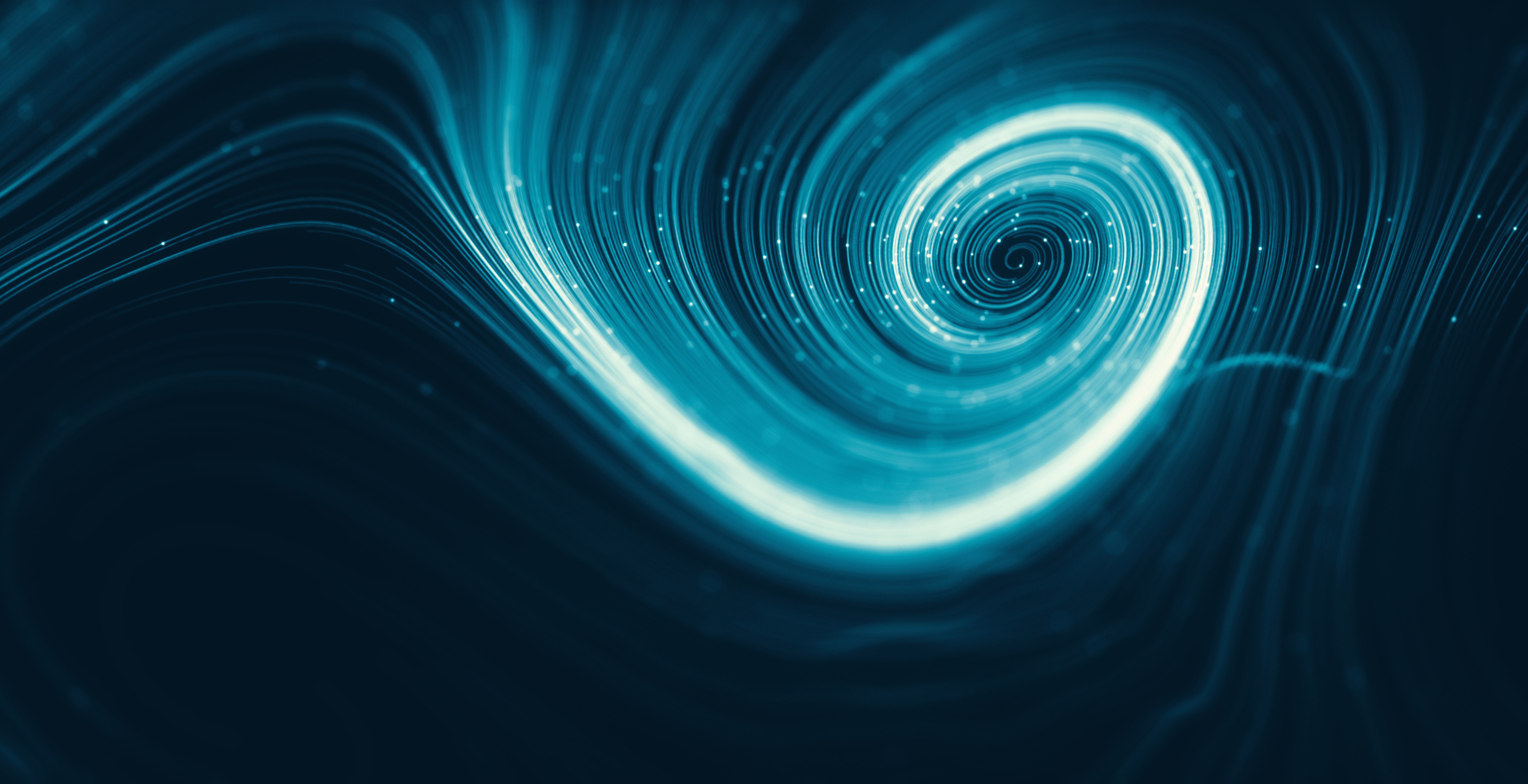 General 8415x4320 abstract waves digital art artwork particle blue glowing shiny twist neon swirls shapes