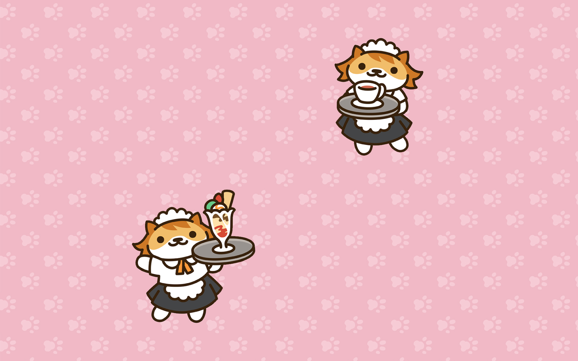Anime 1920x1200 Nekoatsume kittens pink background waitress