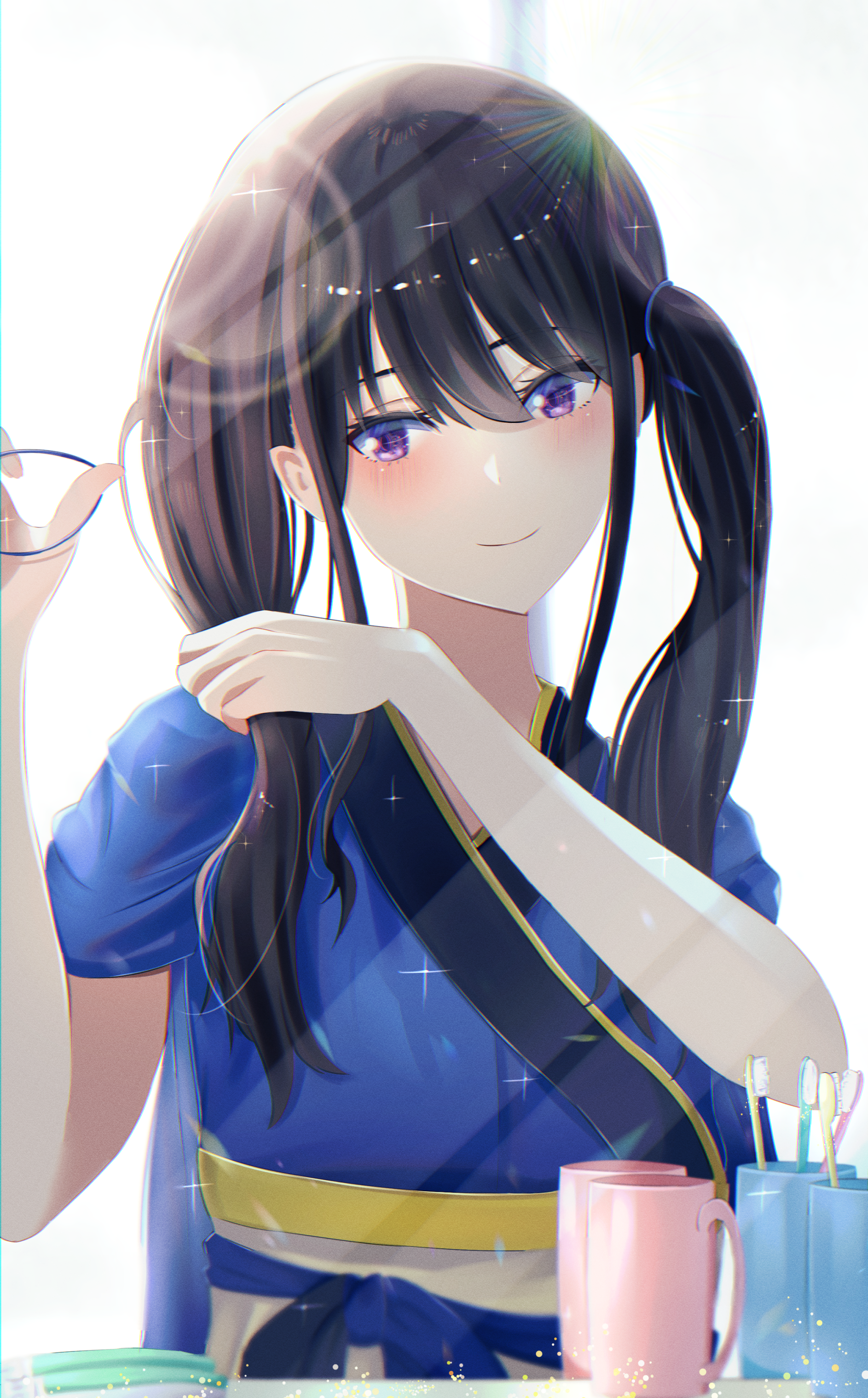 Anime 1886x3035 anime anime girls Lycoris Recoil Inoue Takina long hair black hair solo artwork digital art fan art