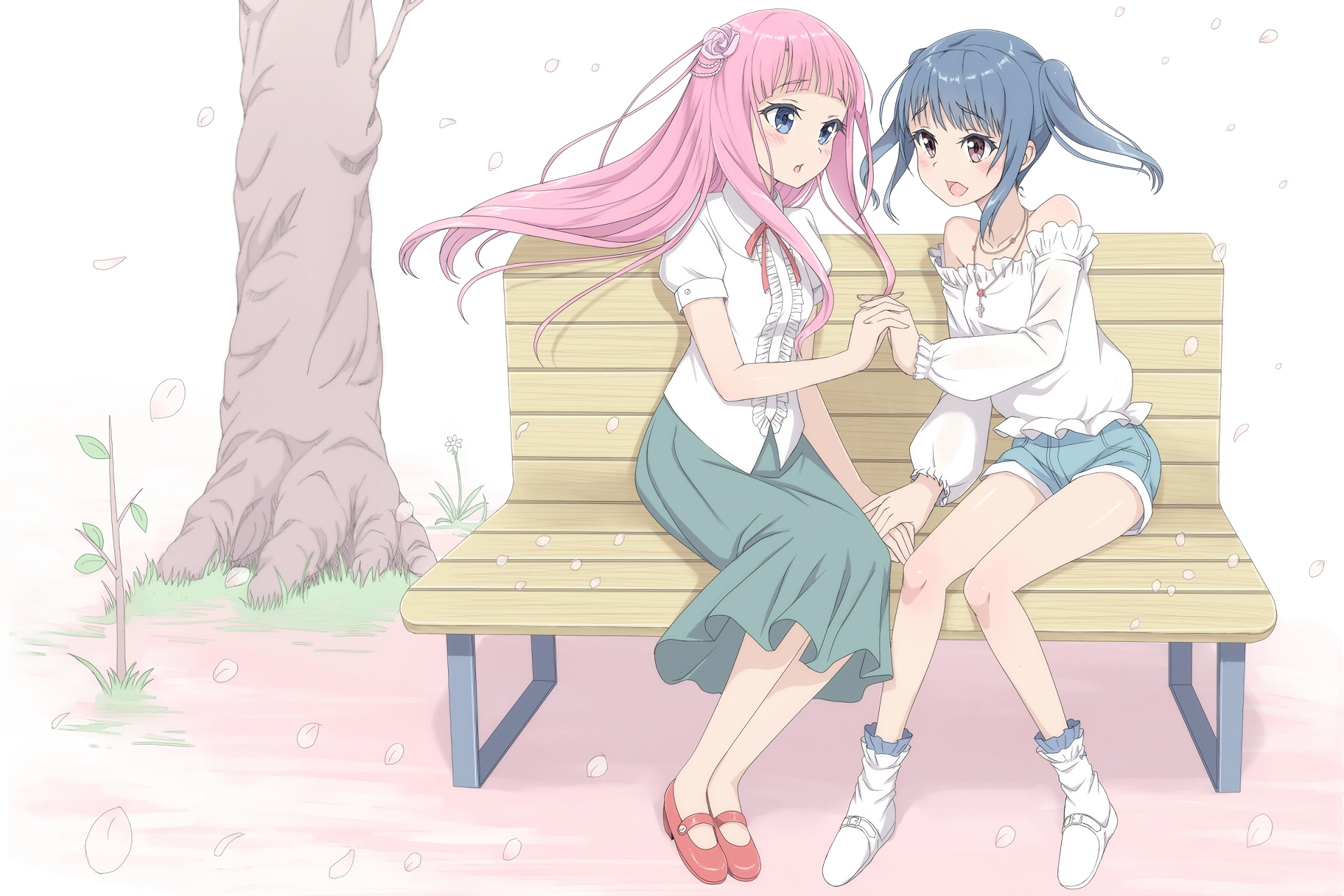 Anime 1920x1280 anime anime girls original characters pink hair blue hair blue eyes