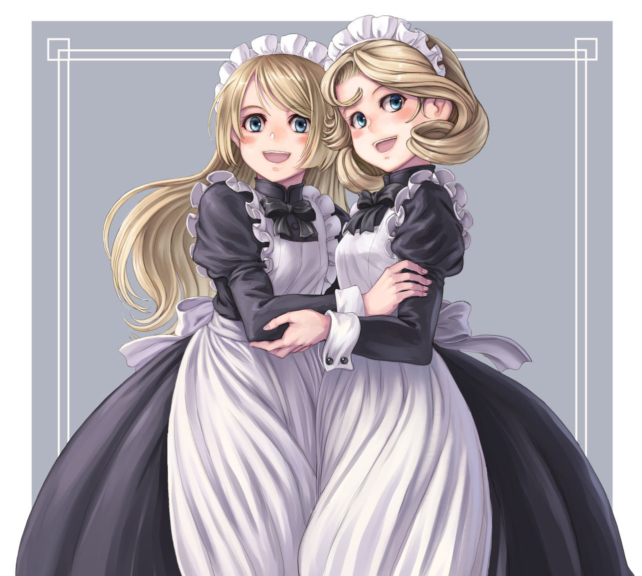Anime 1287x1155 anime anime girls two women original characters maid maid outfit artwork digital art fan art