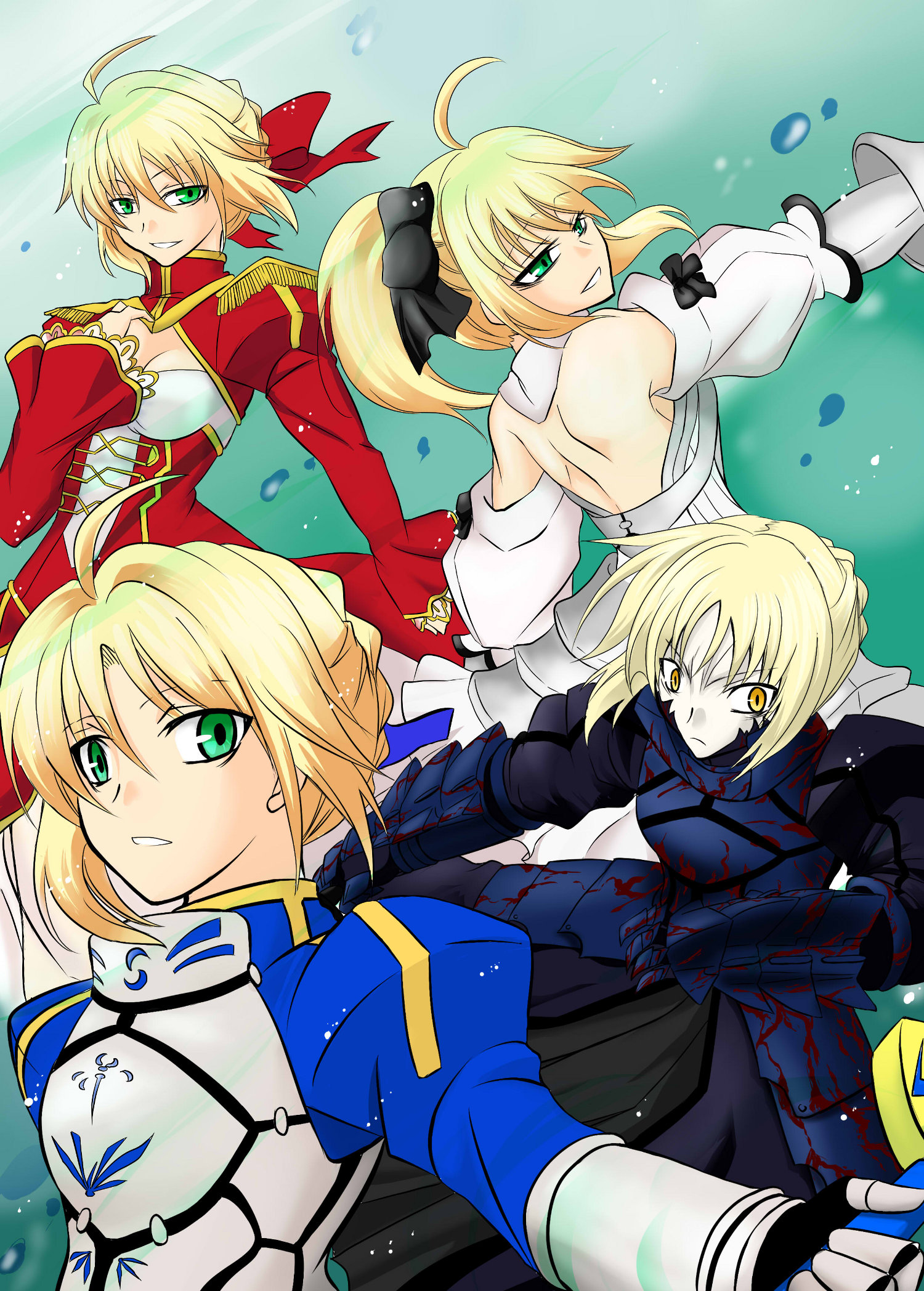 Anime 1500x2096 anime anime girls Fate series Fate/Stay Night fate/stay night: heaven's feel Fate/Extra Fate/Extra CCC Fate/Unlimited Codes  Fate/Grand Order Artoria Pendragon Nero Claudius Saber Saber Alter Saber Lily blonde ponytail long hair boobs Excalibur artwork digital art fan art