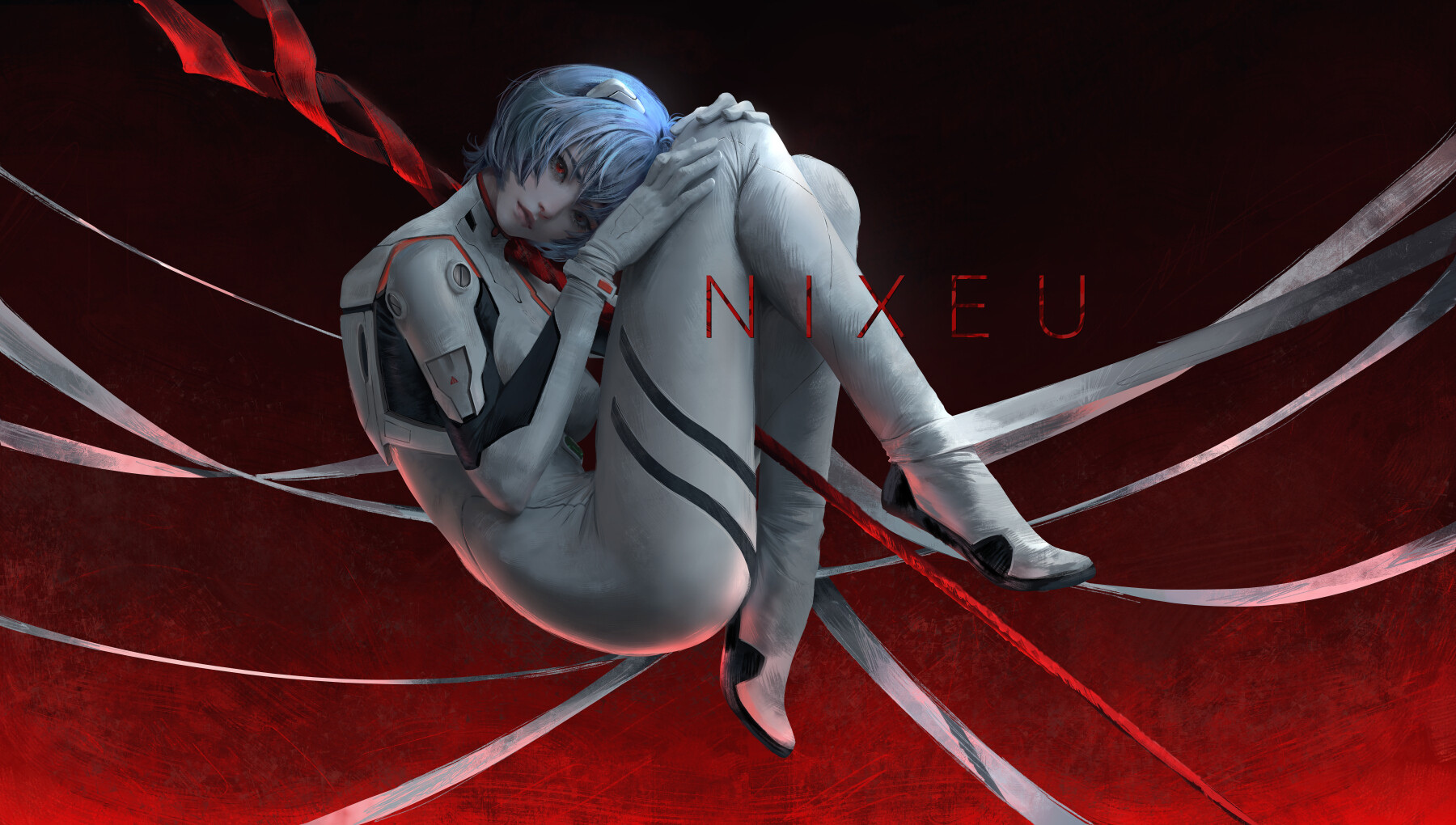 Anime 1800x1020 Neon Genesis Evangelion digital art Nixeu Ayanami Rei fan art women