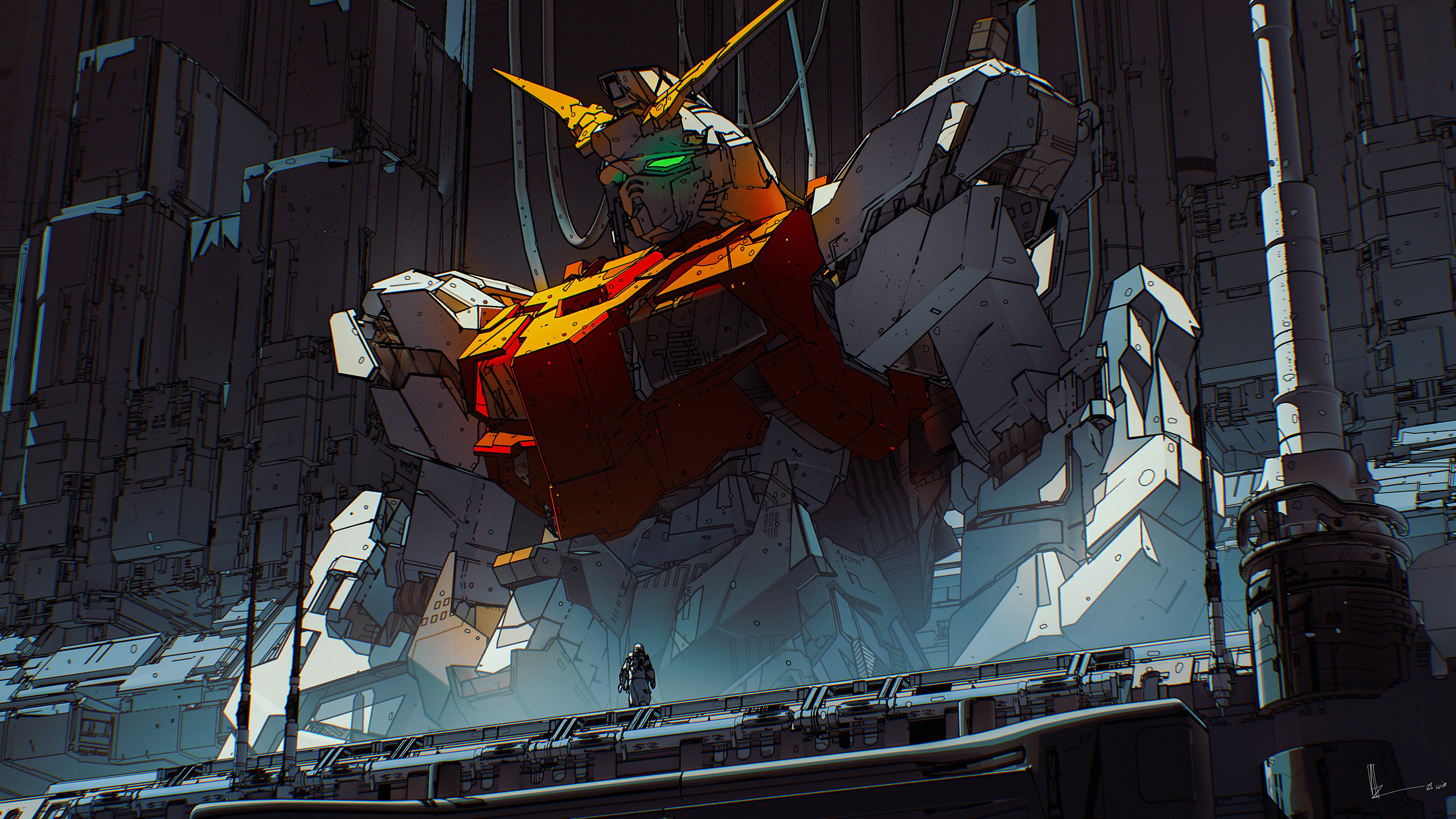 Anime 2700x1519 fantasy art artwork mechs digital art Gundam Amir Zand
