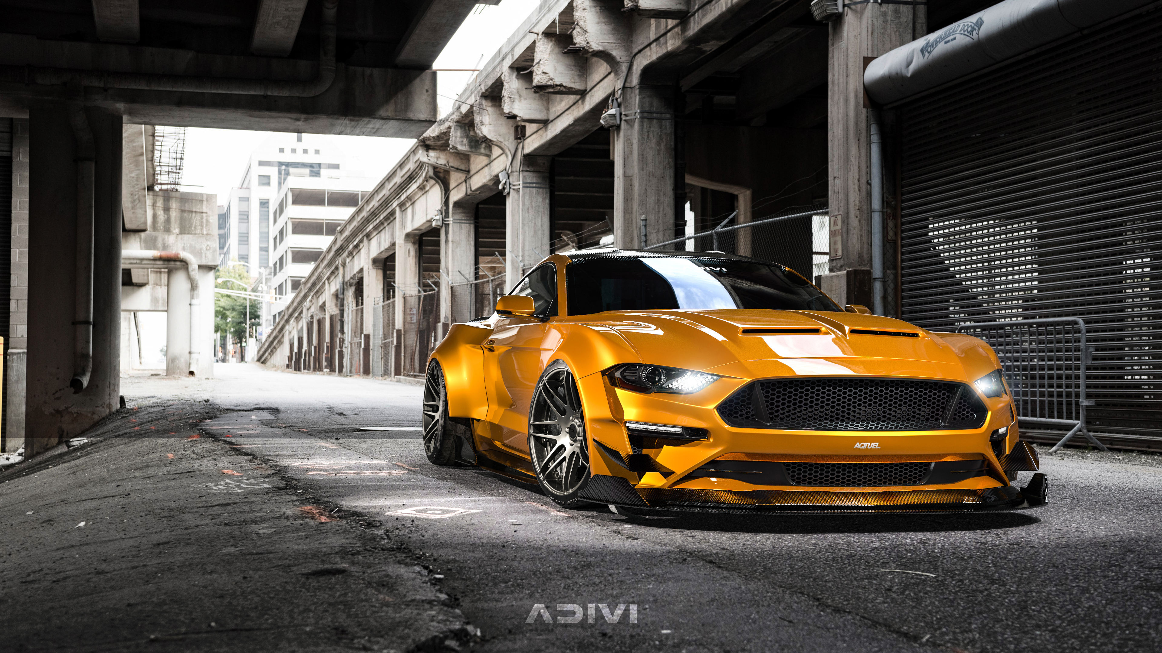 General 3840x2160 Ford Mustang car vehicle yellow cars Ford orange cars muscle cars Ford Mustang S550 American cars