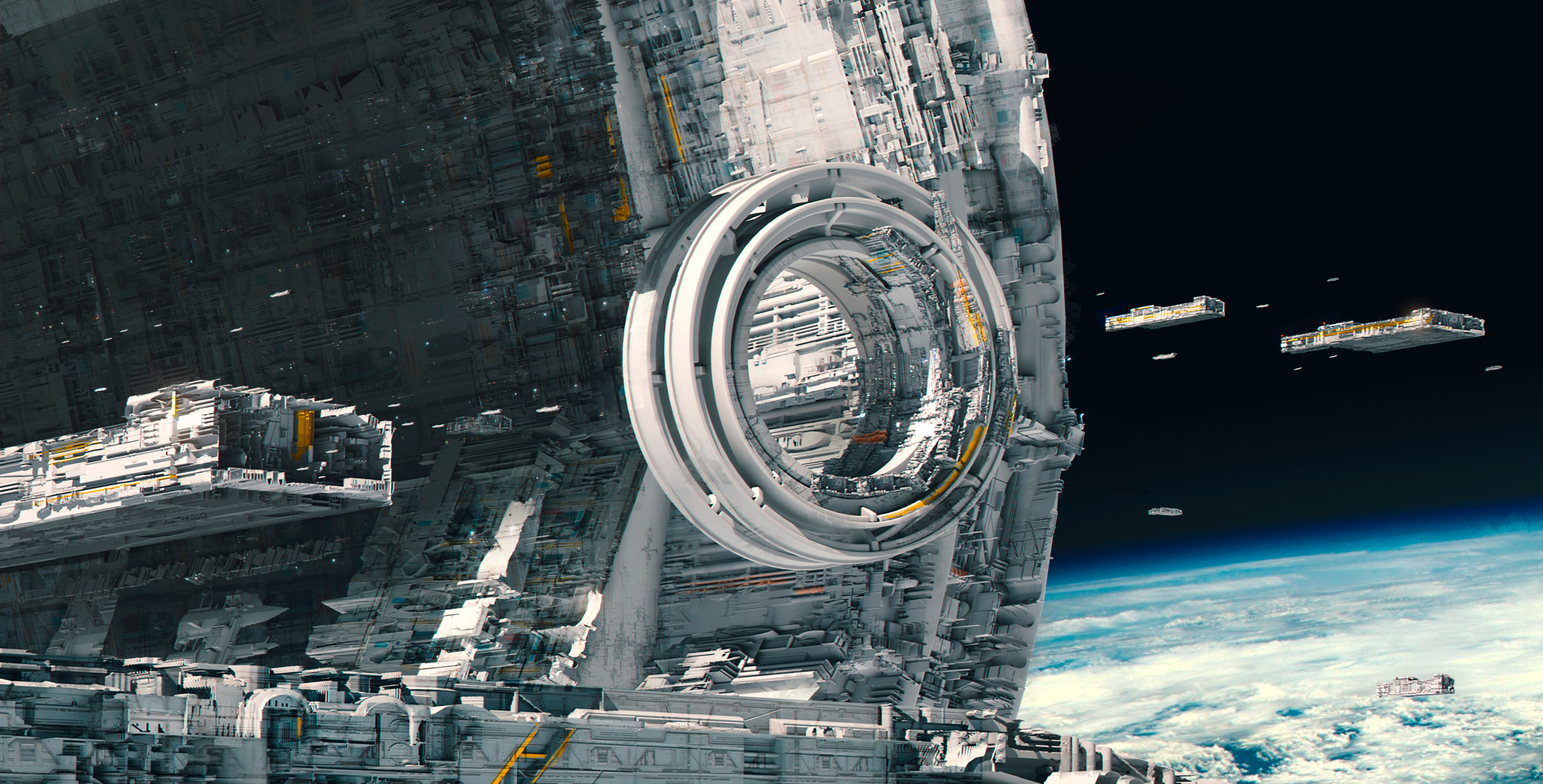 General 3840x1952 digital art artwork space space station futuristic technology architecture spaceship ship