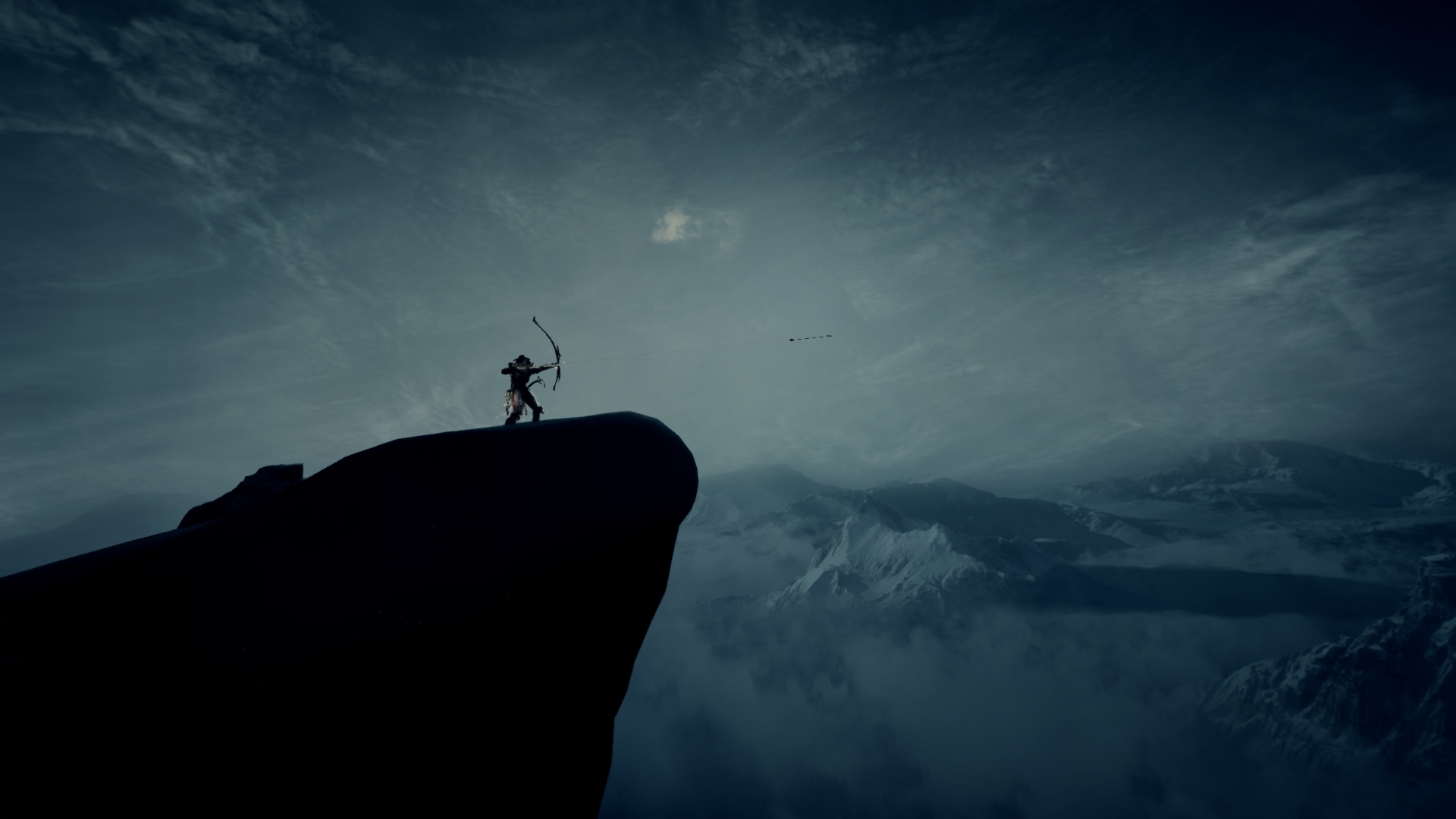Warframe, mountain view, sky, bow, landscape, winter, cold, video game ...