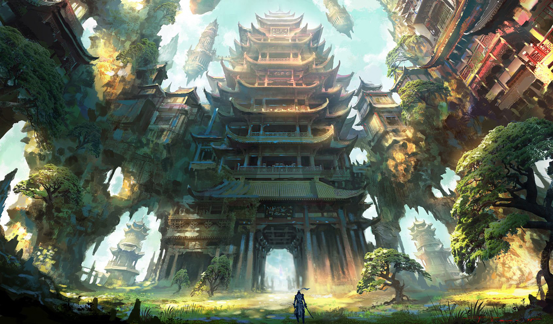 Anime 1920x1124 landscape anime fantasy art fantasy city artwork