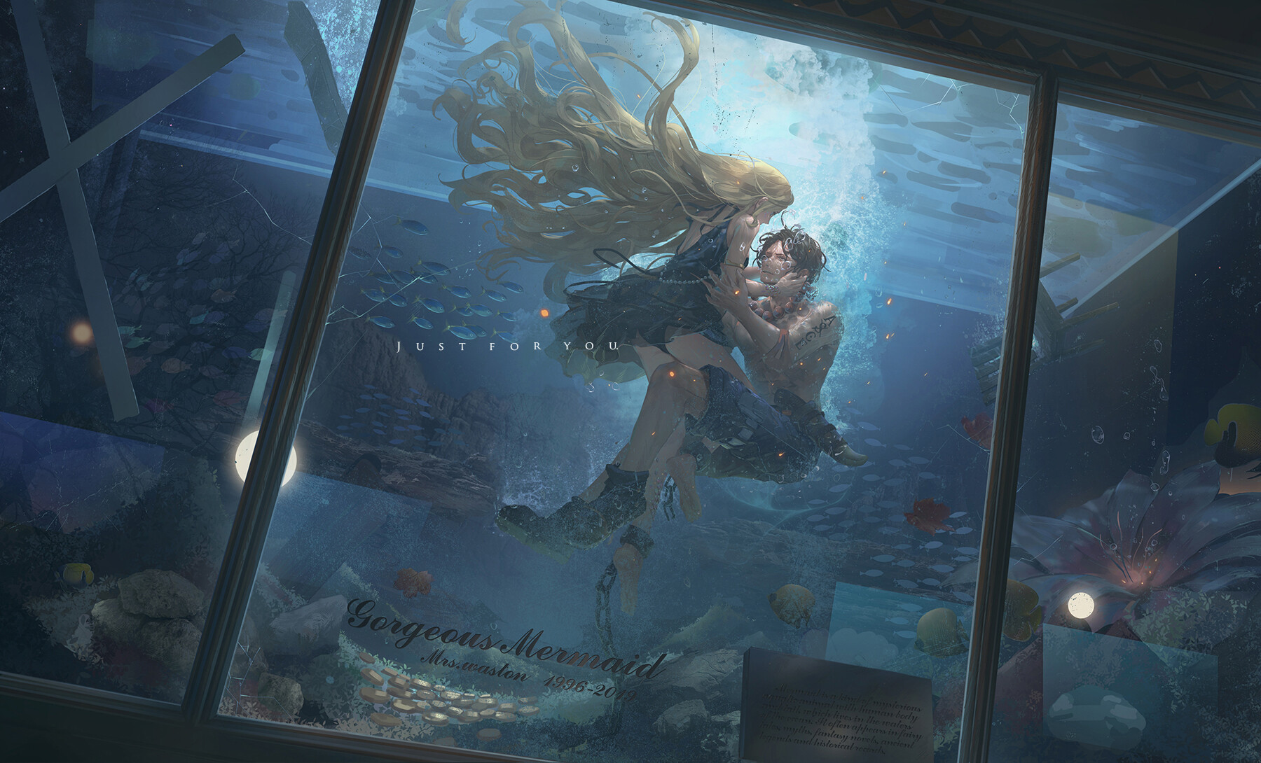 General 1800x1090 digital art Beonger mermaids fish fish tank aquarium One Piece Portgas D. Ace