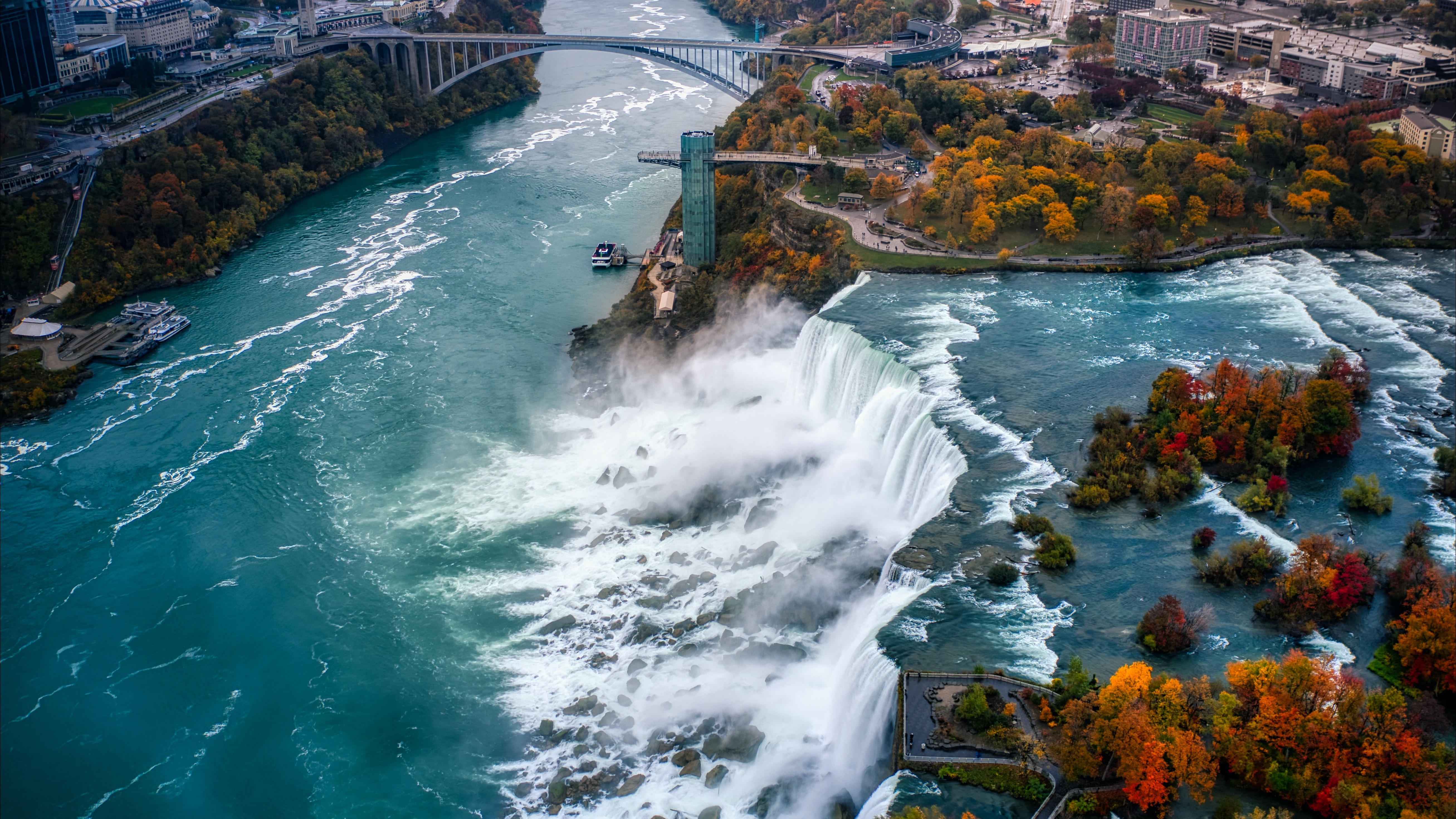General 5228x2941 Niagara Falls waterfall fall bridge aerial view New York state USA