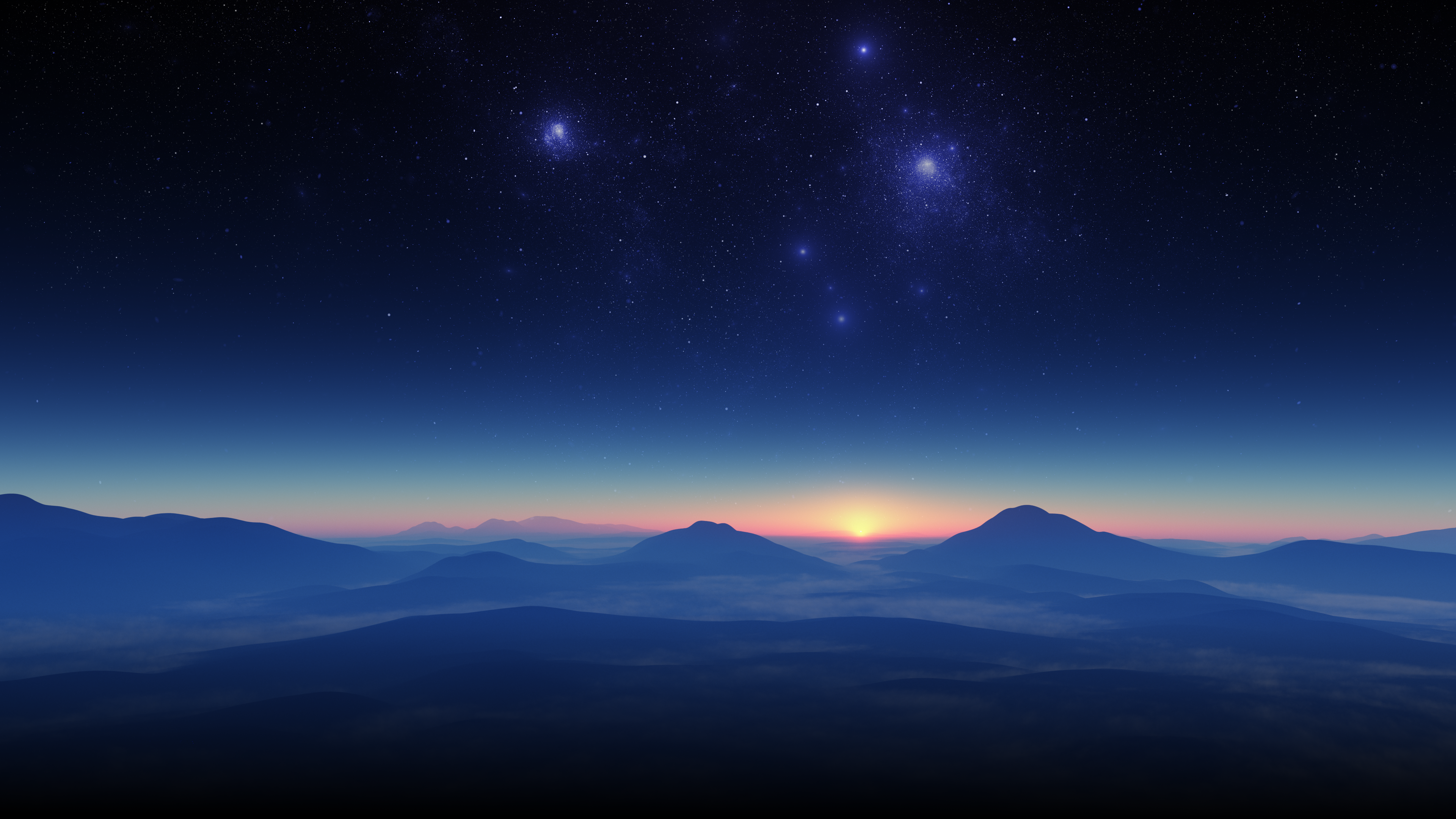General 3840x2160 hypnoshot digital art artwork illustration CGI nature landscape mountains night stars