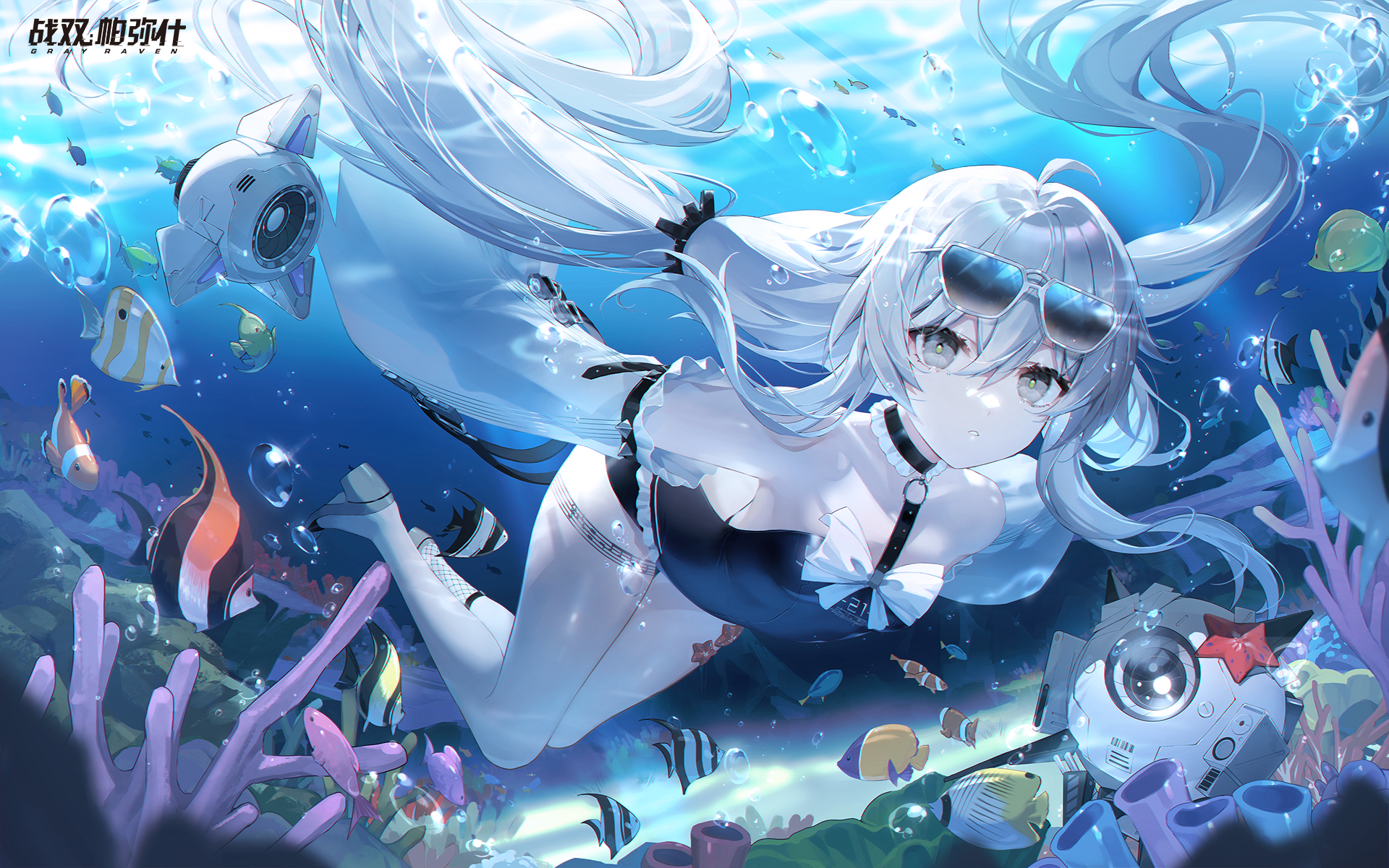 Anime 1920x1200 anime games Punishing: Gray Raven anime girls in water fish bubbles underwater