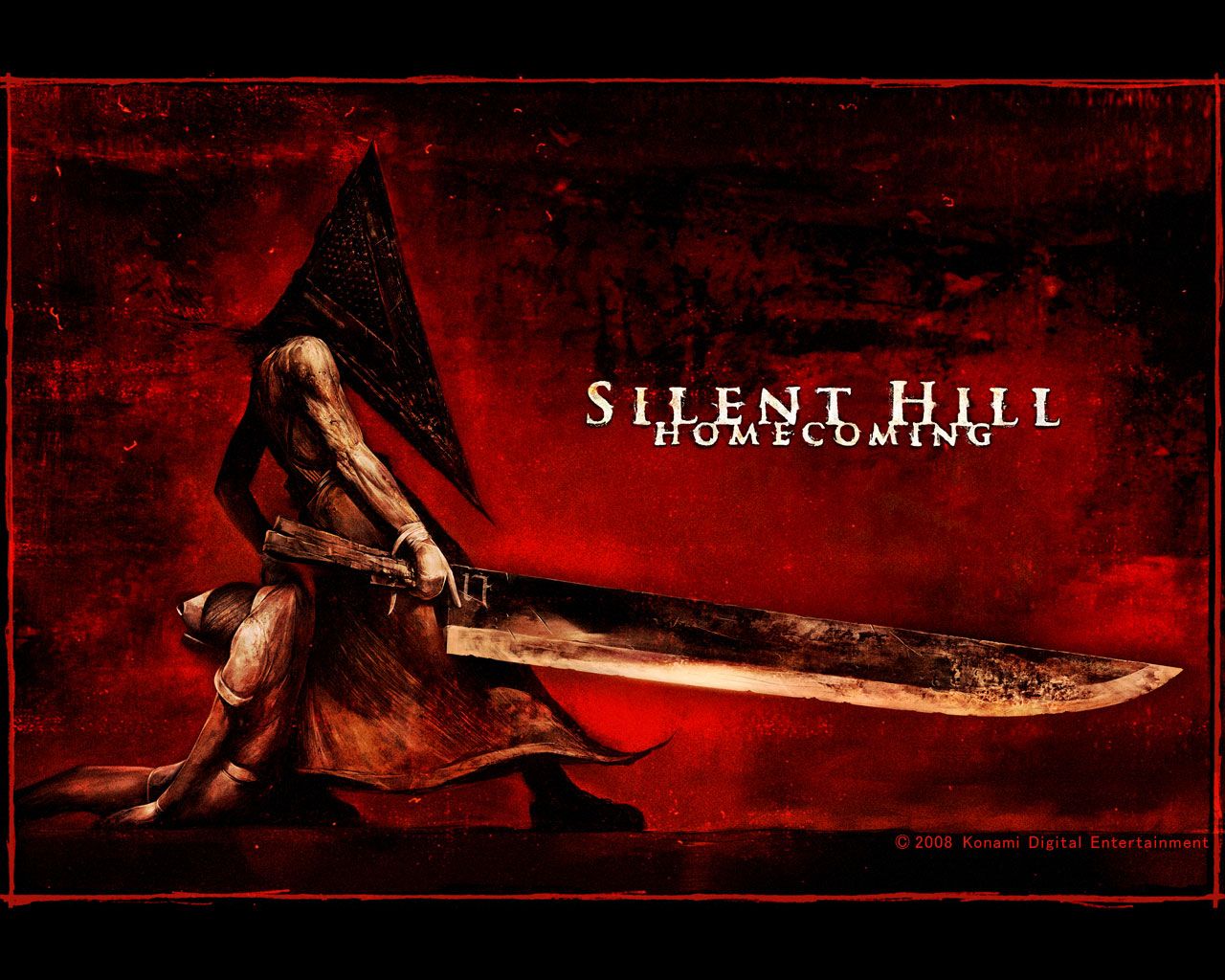 General 1280x1024 Silent Hill Pyramid Head artwork screen shot red red background video game characters video games
