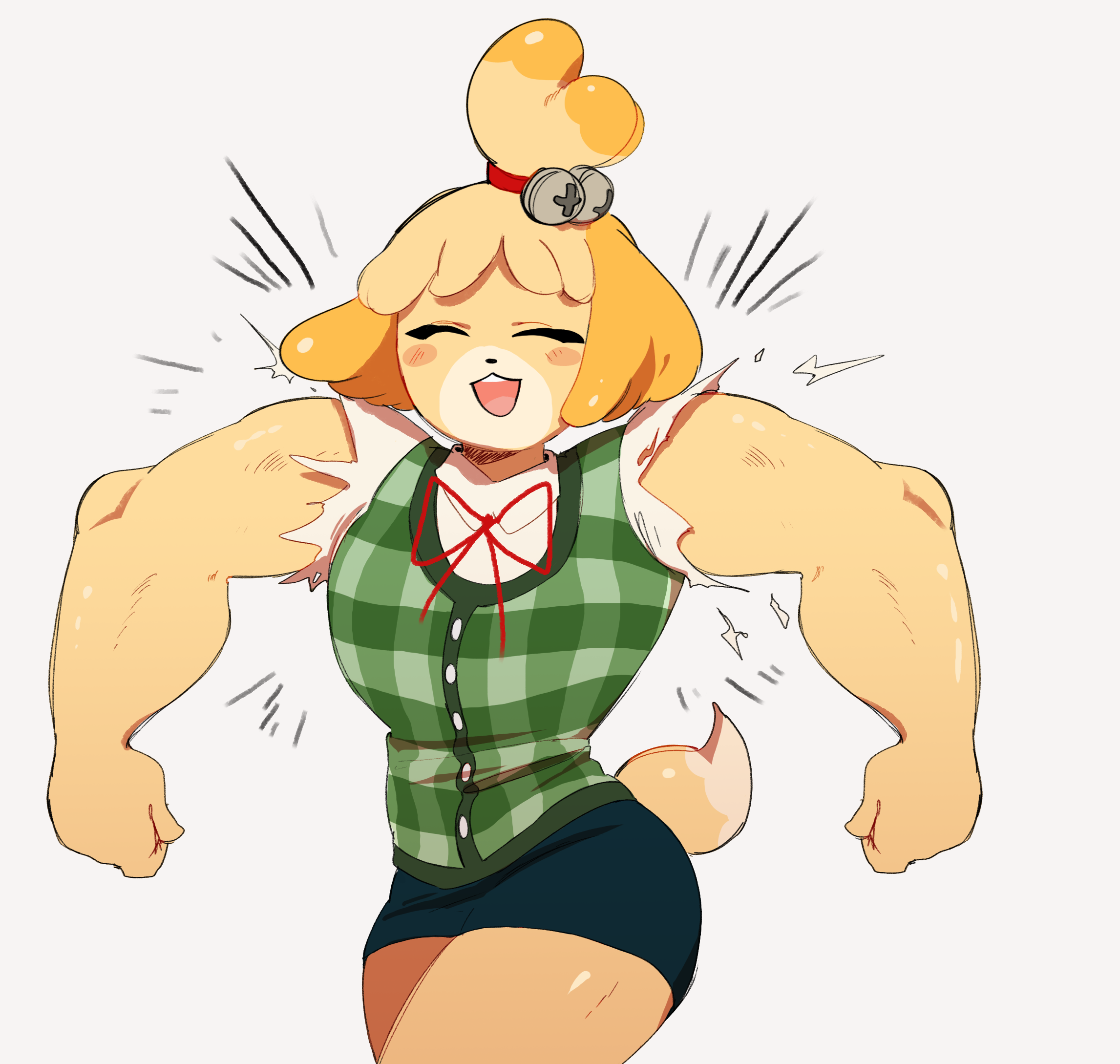 Anime 2293x2178 Isabelle (Animal Crossing) Animal Crossing New Horizons Zambiie muscles tail