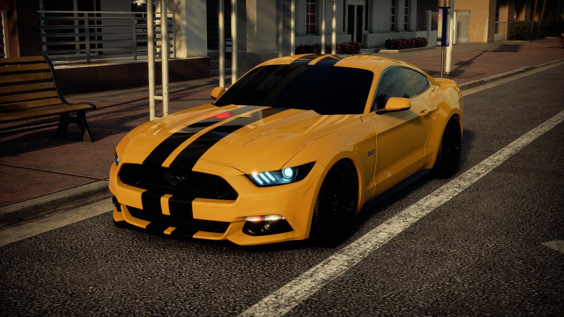 General 1920x1080 car 4K Ford Mustang S550 Ford muscle cars American cars racing stripes