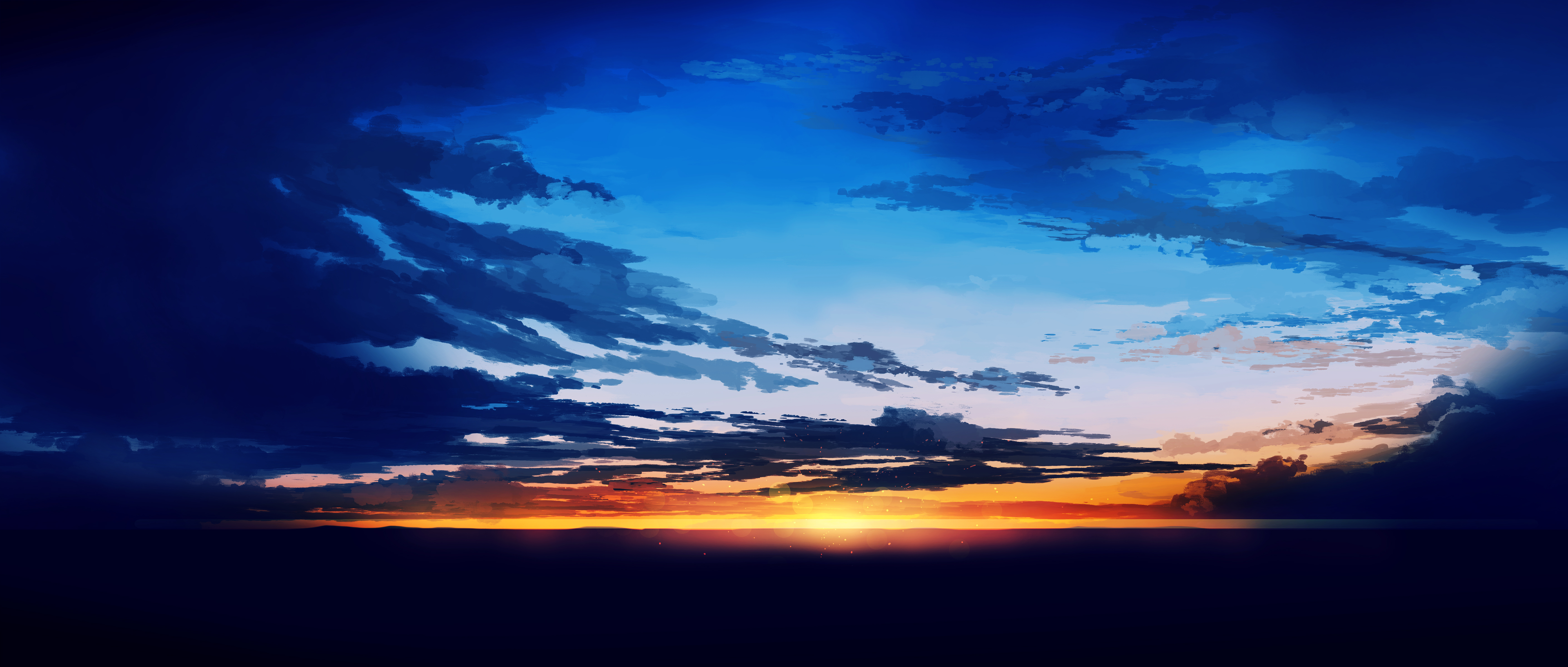 General 5640x2400 artwork digital art sunset clouds digital painting sky Sun Gracile