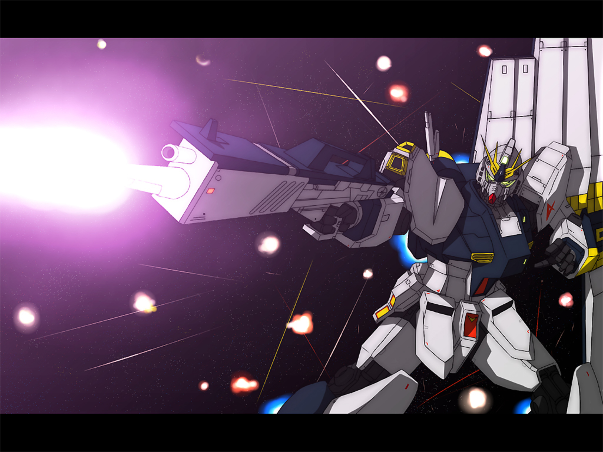 Anime 2048x1536 RX-93 v Gundam Mobile Suit Gundam Char&#039;s Counterattack anime mechs Gundam Super Robot Taisen artwork digital art fan art
