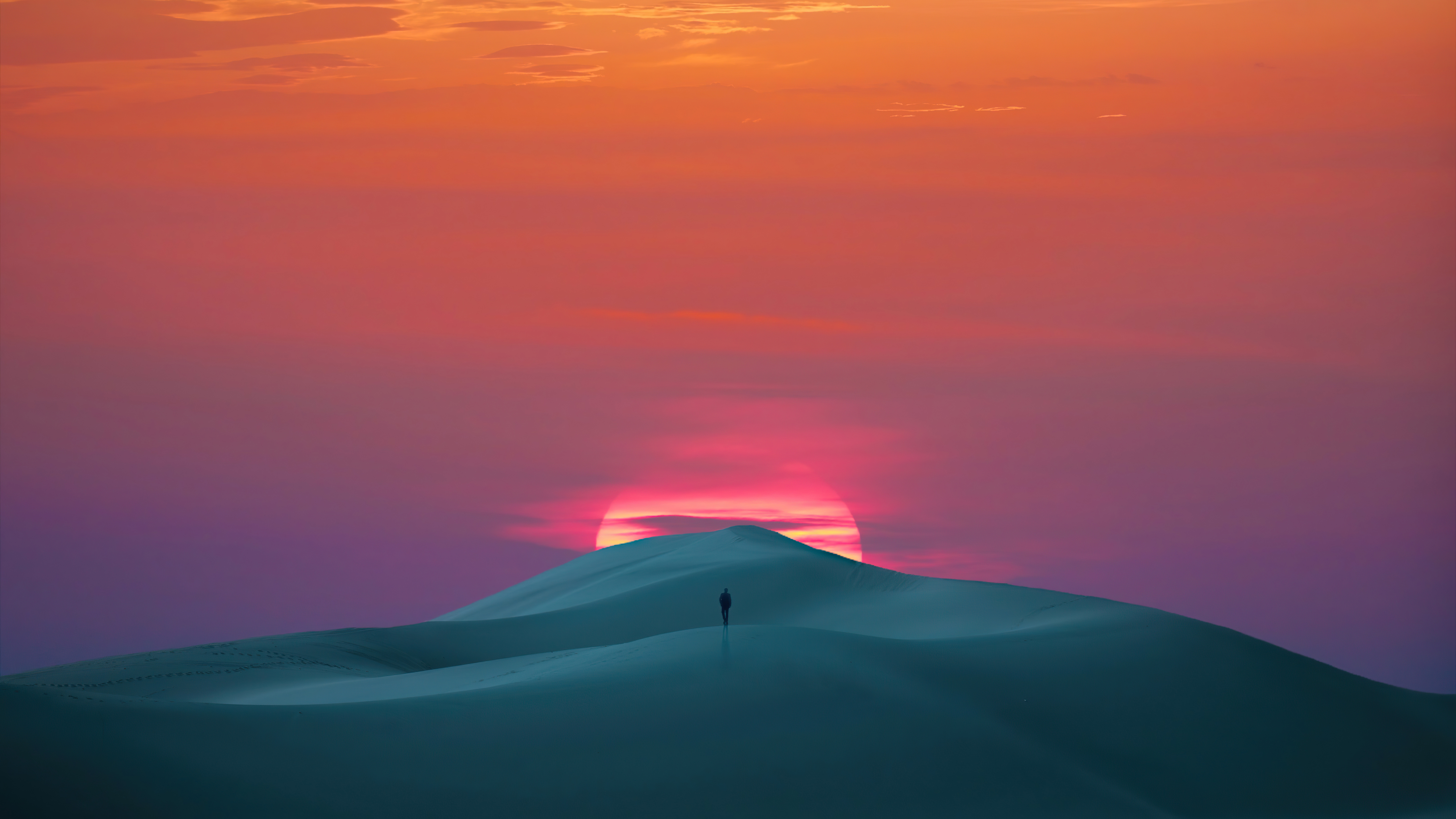 General 5120x2880 landscape desert sunset clouds digital art Sun