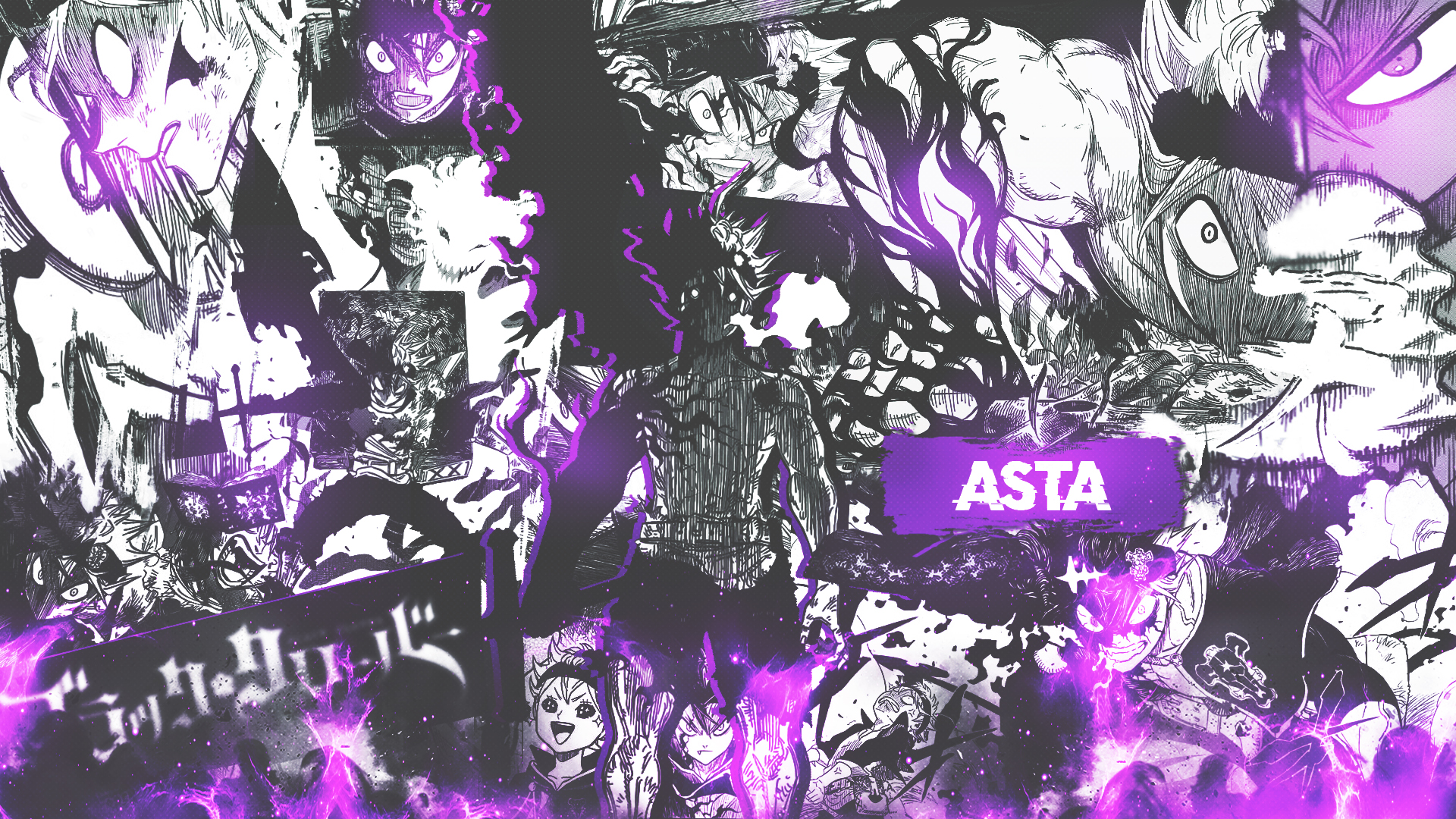 Anime 1920x1080 Black Clover collage manga Asta purple DinocoZero