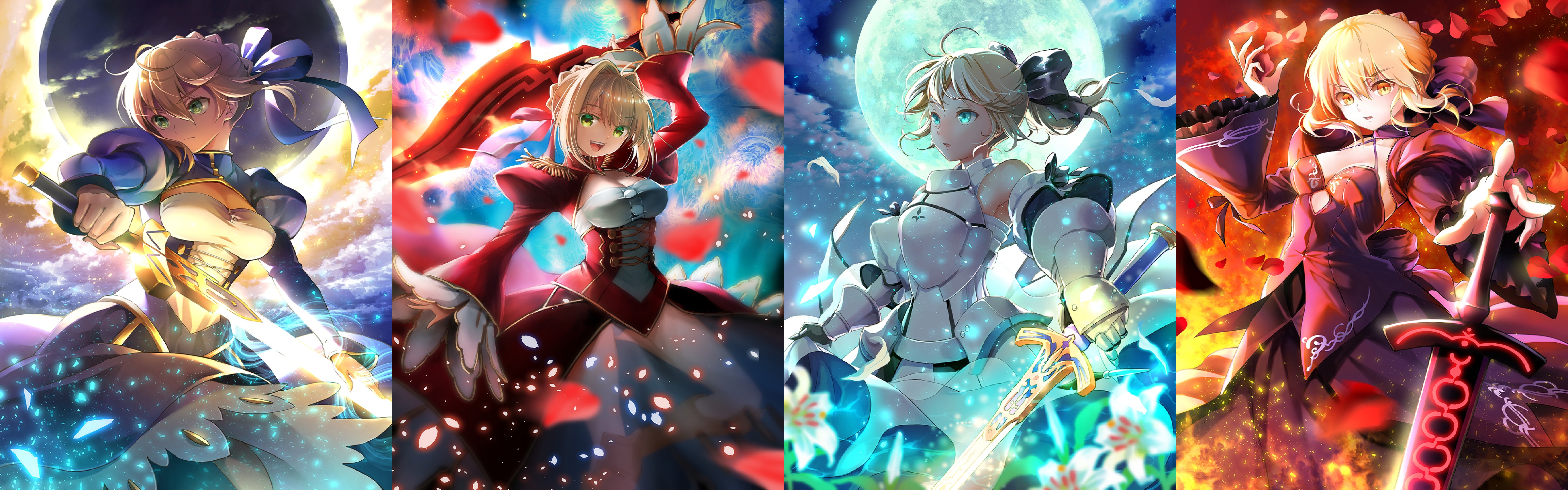 Anime 4800x1500 anime girls blonde Fate series Fate/Extra Fate/Grand Order Fate/Stay Night Fate/Unlimited Codes  Saber Artoria Pendragon Nero Claudius Saber Alter Saber Lily