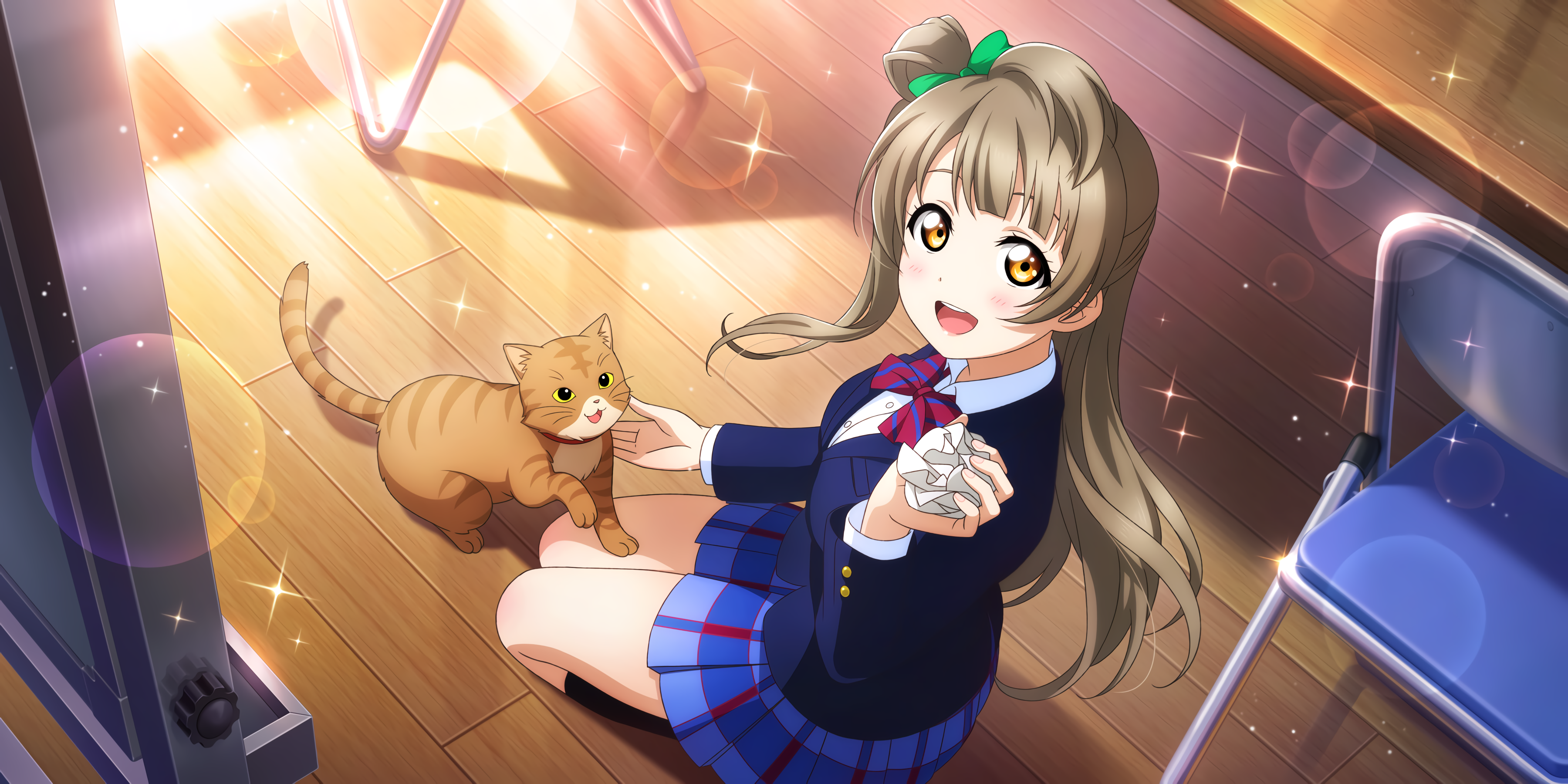 Anime 3600x1800 Love Live! Minami Kotori anime girls cats