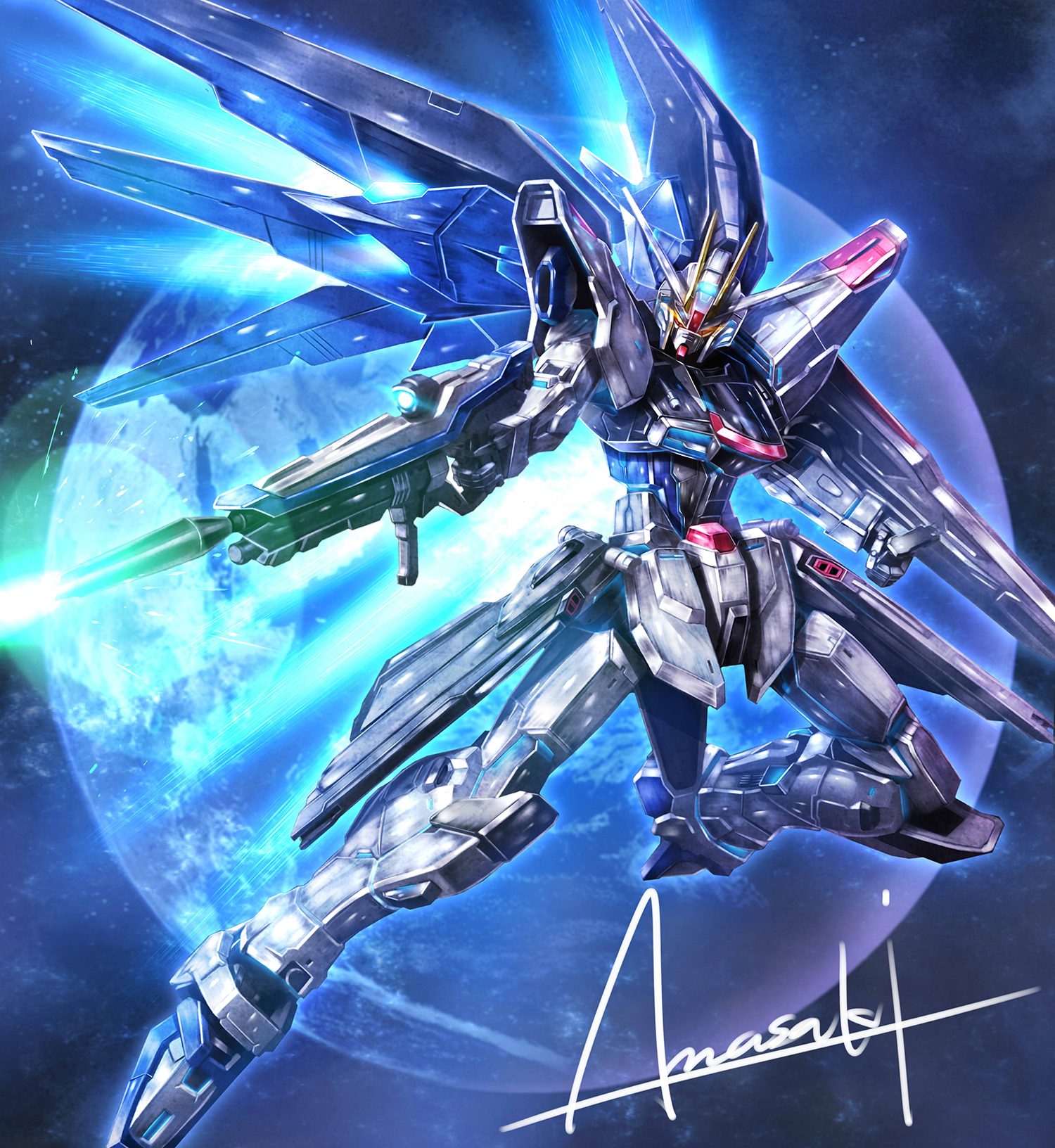 Anime 1500x1632 anime Gundam Mobile Suit Gundam SEED Mobile Suit Gundam SEED Destiny Super Robot Taisen artwork digital art fan art Freedom Gundam mechs