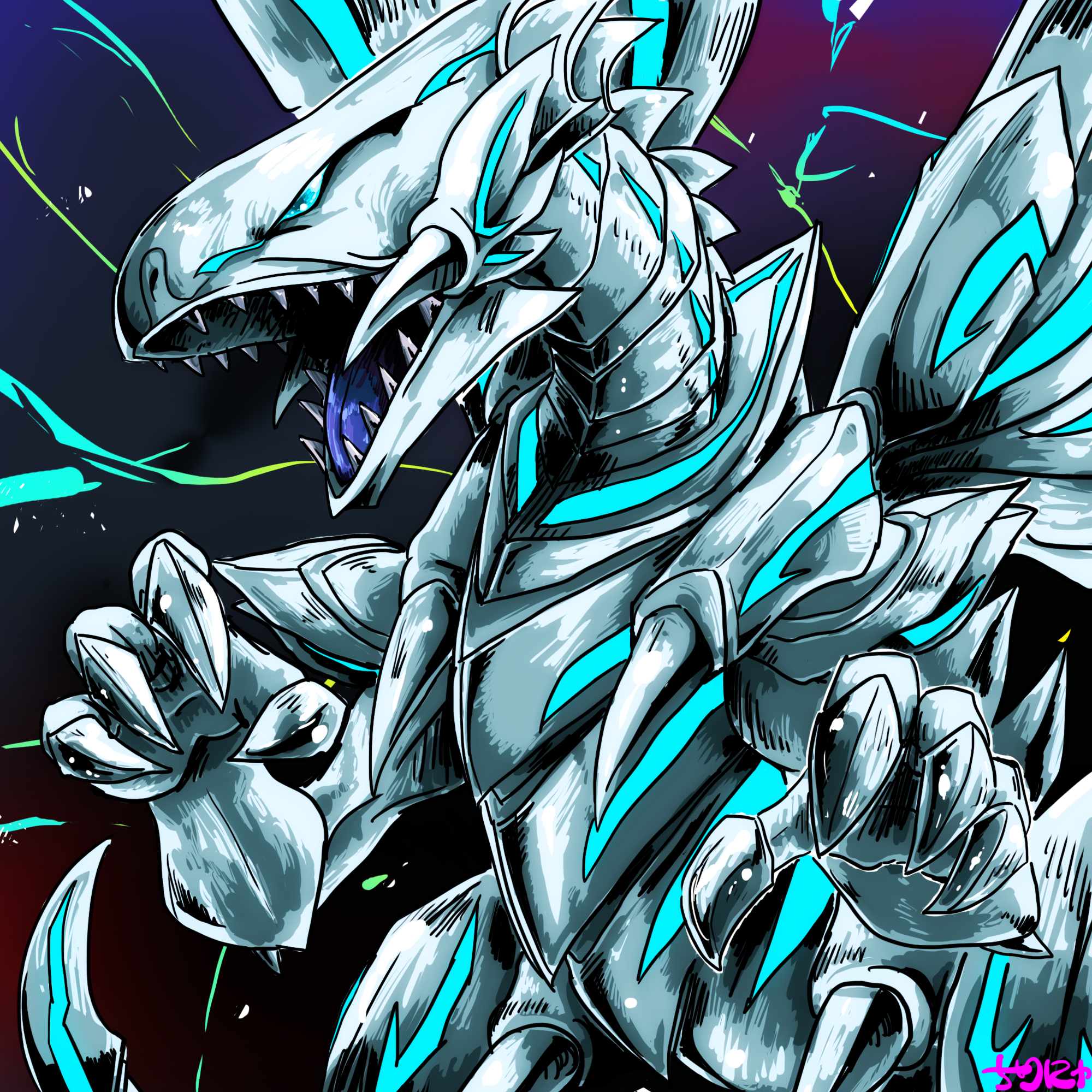 Anime 2000x2000 anime Trading Card Games Yu-Gi-Oh! dragon Blue-Eyes Alternative White Dragon artwork digital art fan art