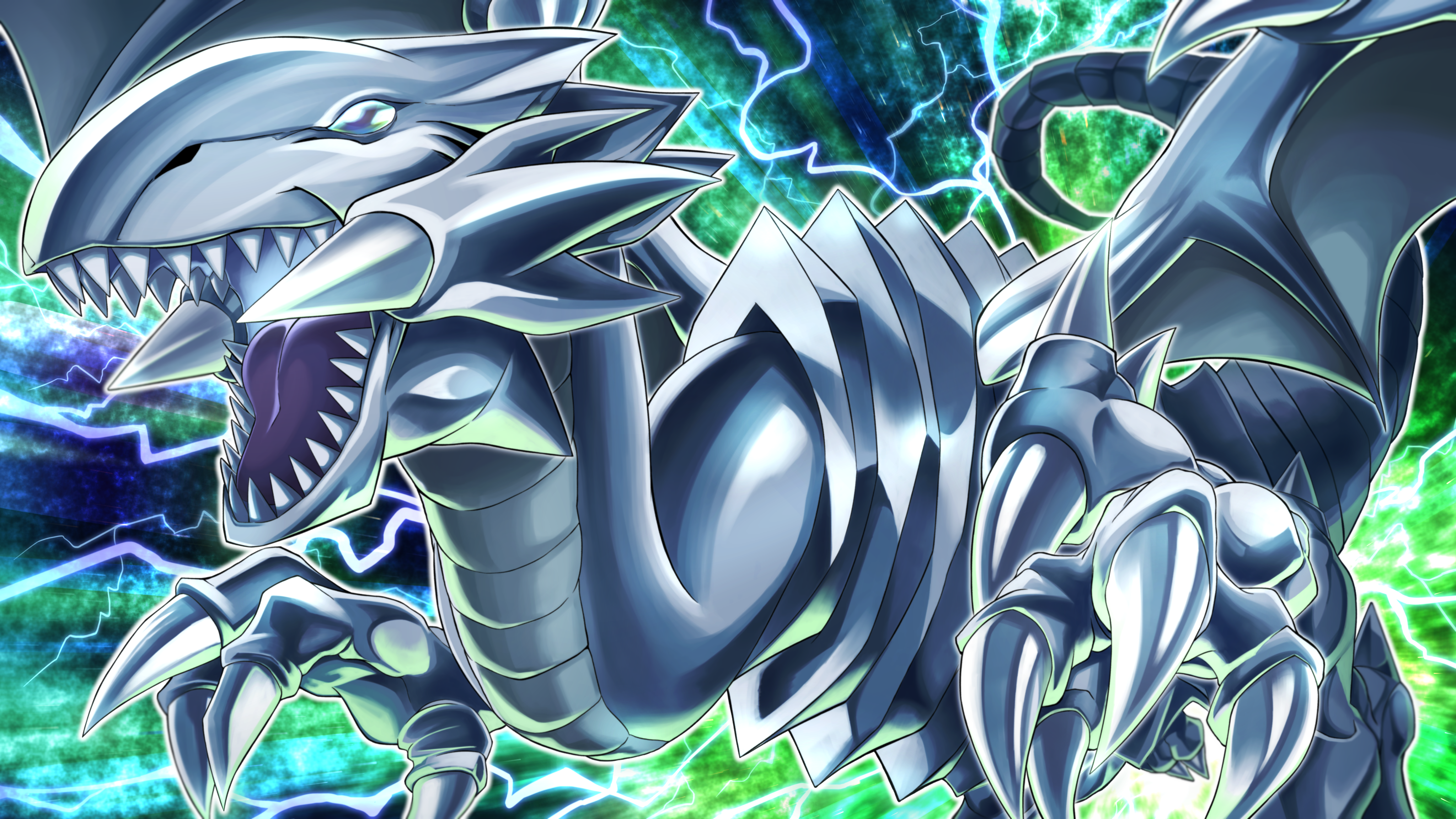 Anime 4096x2304 anime Trading Card Games dragon Yu-Gi-Oh! Blue-Eyes White Dragon artwork digital art fan art