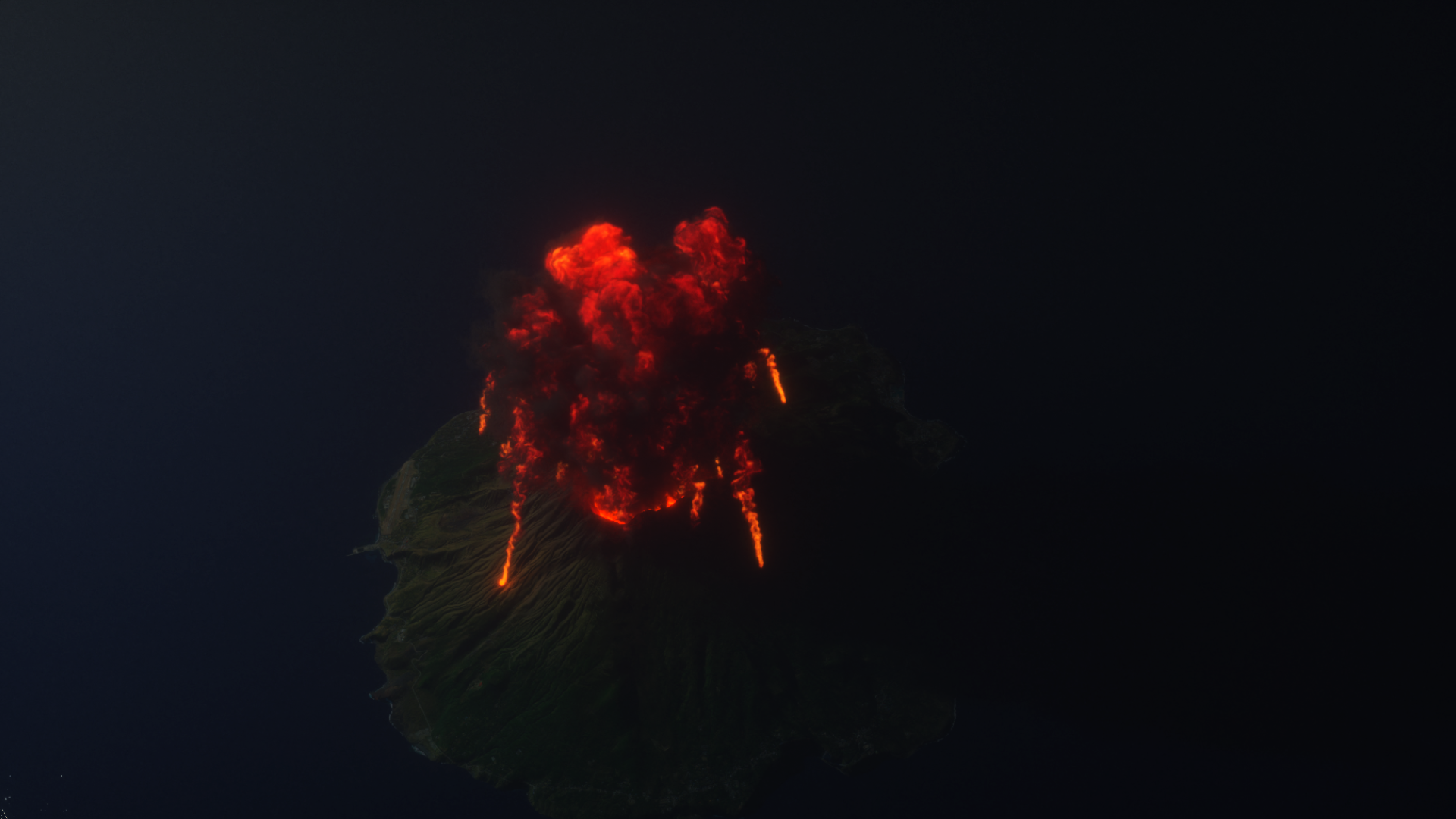 General 1920x1080 CGI volcano volcanic eruption simple background digital art