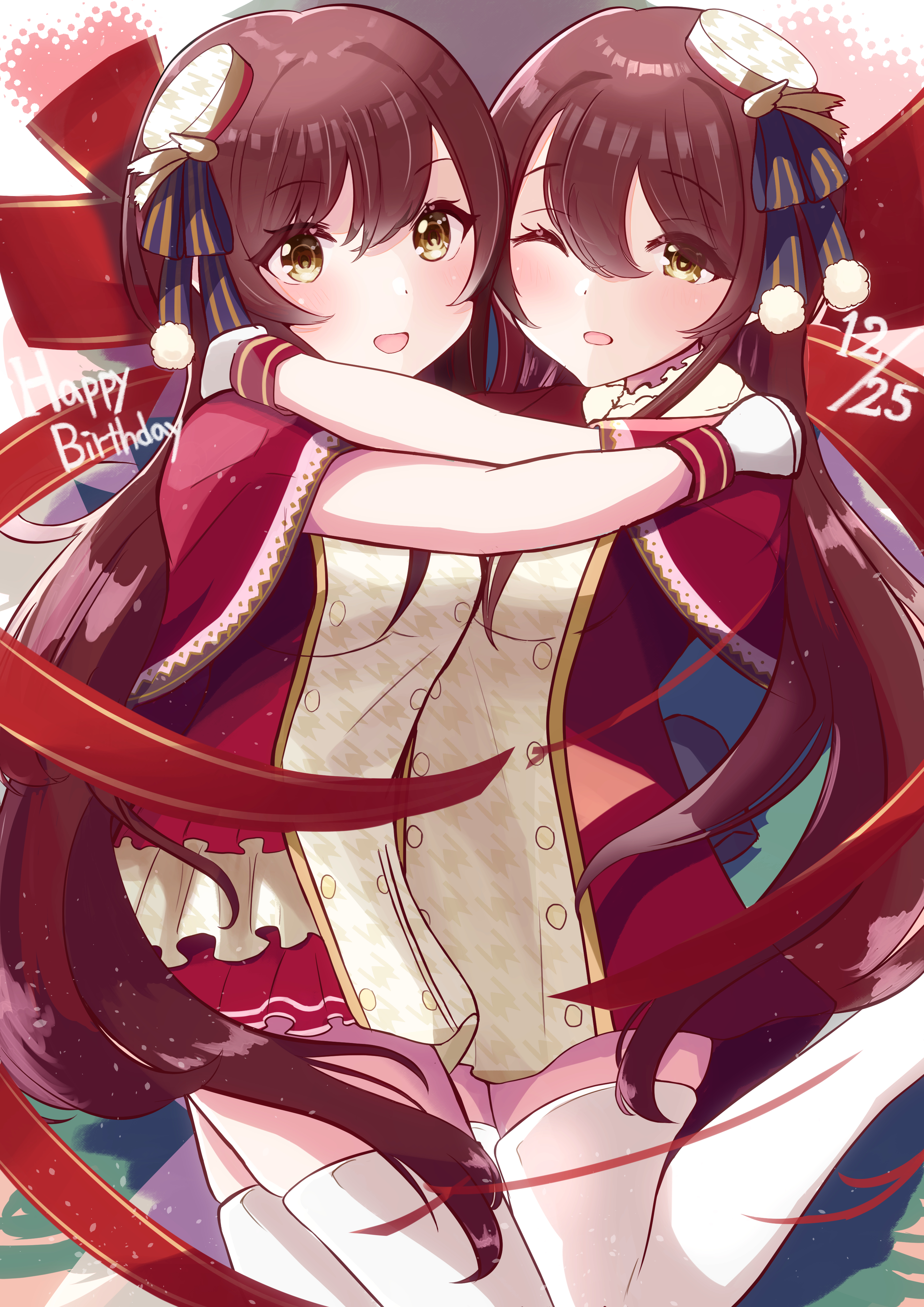 Anime 2894x4093 anime anime girls THE iDOLM@STER THE iDOLM@STER: Shiny Colors Oosaki Amana Oosaki Tenka twins hugging long hair brunette