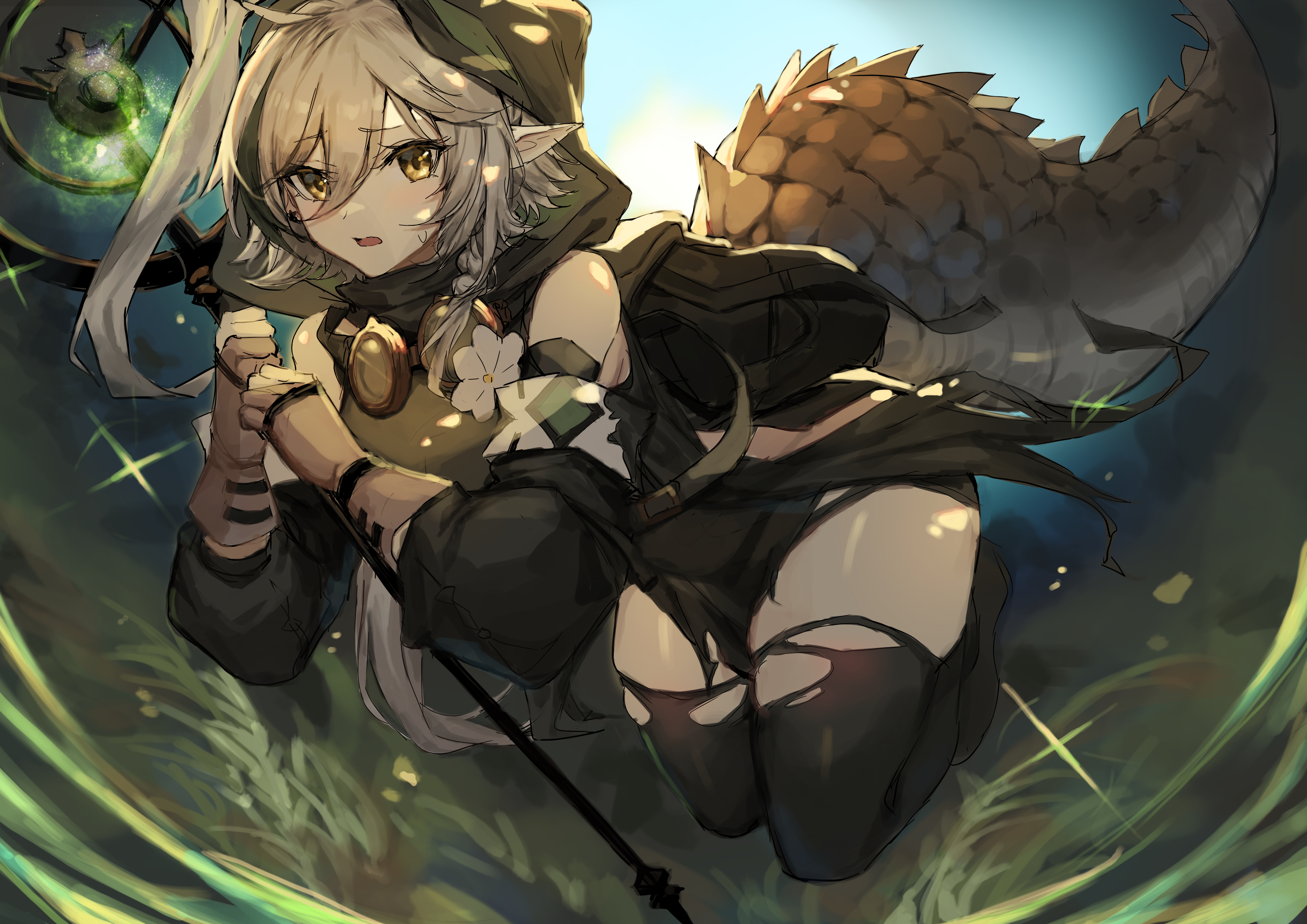 Anime 3507x2480 anime anime girls Arknights Tomimi (Arknights) thighs blonde yellow eyes