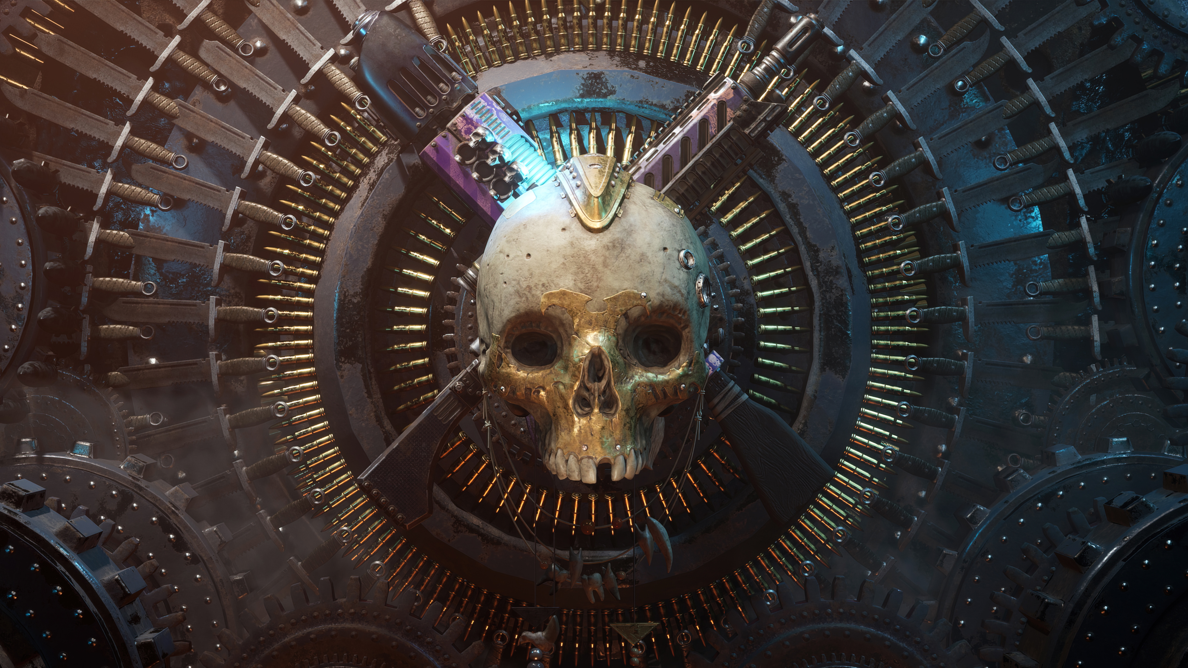 General 3840x2160 Warhammer 40,000 Necromunda: Hired Gun skull gun ammunition knife crest