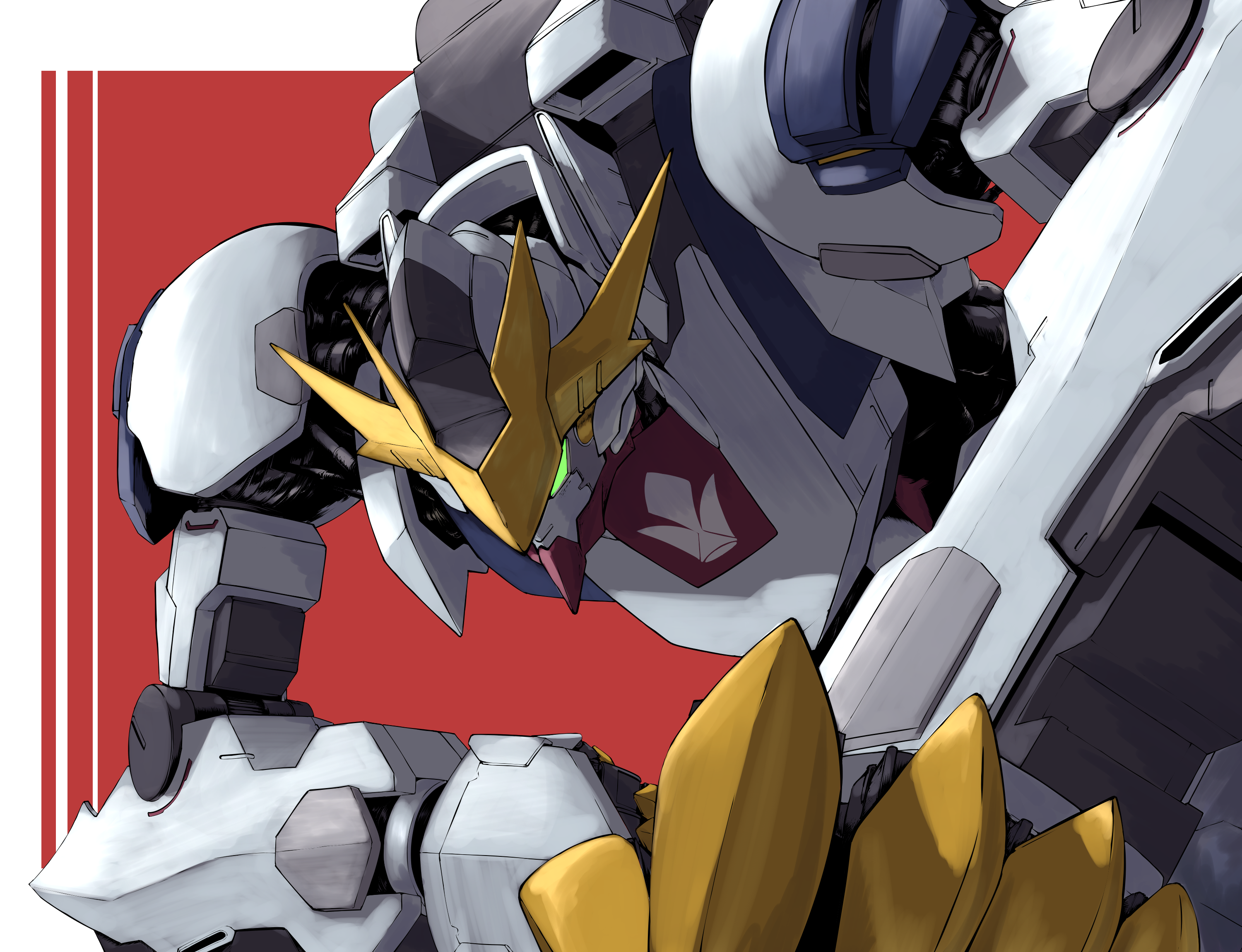 Anime 3000x2300 anime mechs Gundam Super Robot Taisen Mobile Suit Gundam: Iron-Blooded Orphans Gundam Barbatos Lupus Rex artwork digital art fan art