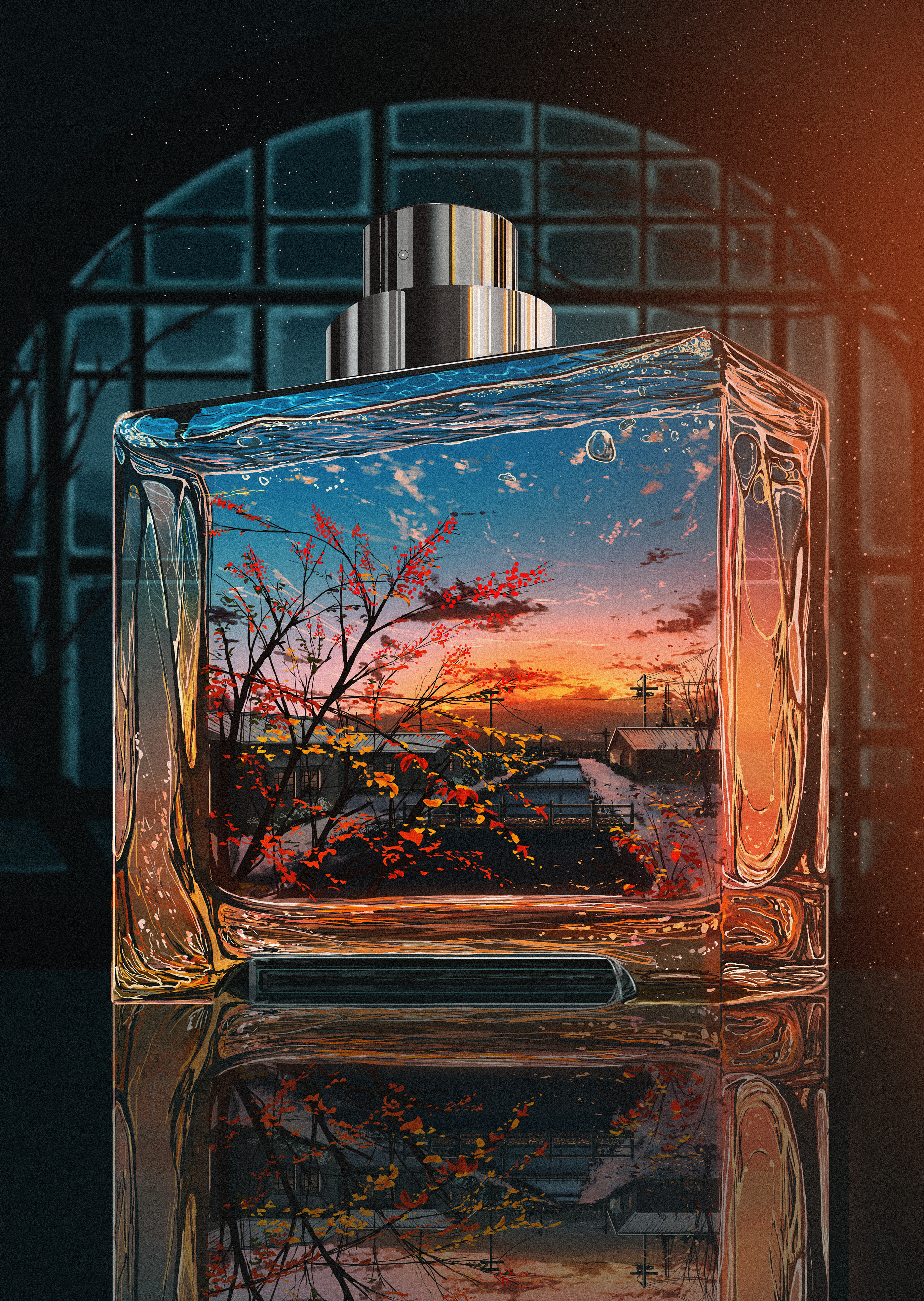 General 2796x3934 sunset sunset glow artwork Tsuchiya Inside a glass