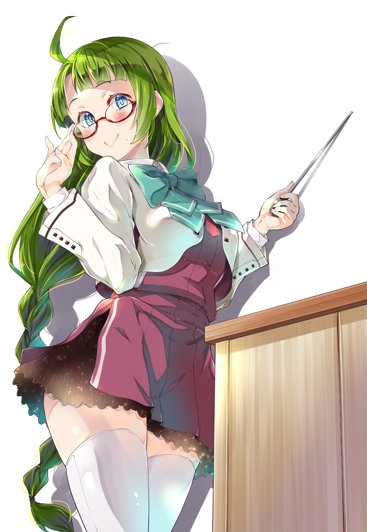 Anime 1200x1738 anime anime girls Yuugumo (KanColle) long hair braids green hair artwork digital art fan art