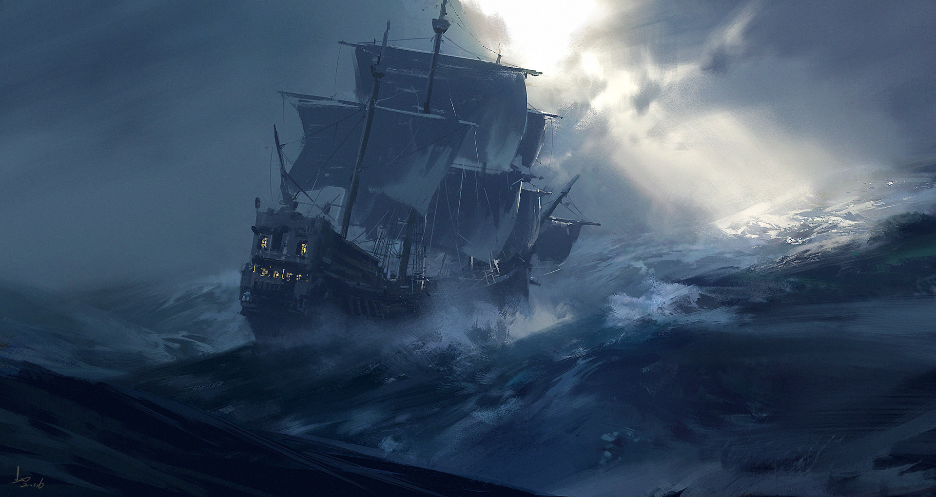 General 1920x1020 artwork fantasy art sailing ship ship sea