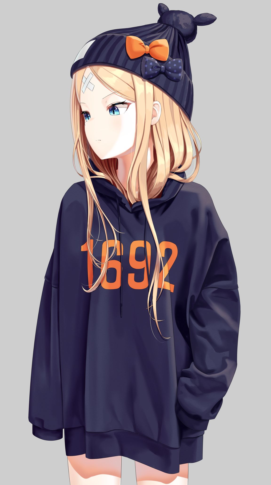 Anime 1152x2064 anime anime girls Fate/Grand Order Abigail Williams (Fate/Grand Order) portrait display simple background blonde blue eyes Fate series